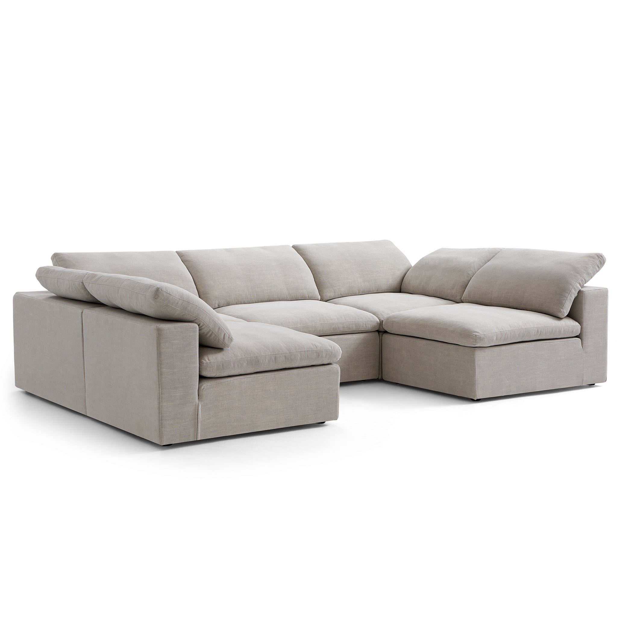 Tender Wabi-Sabi Gray U-Shaped Sectional with Open Ends