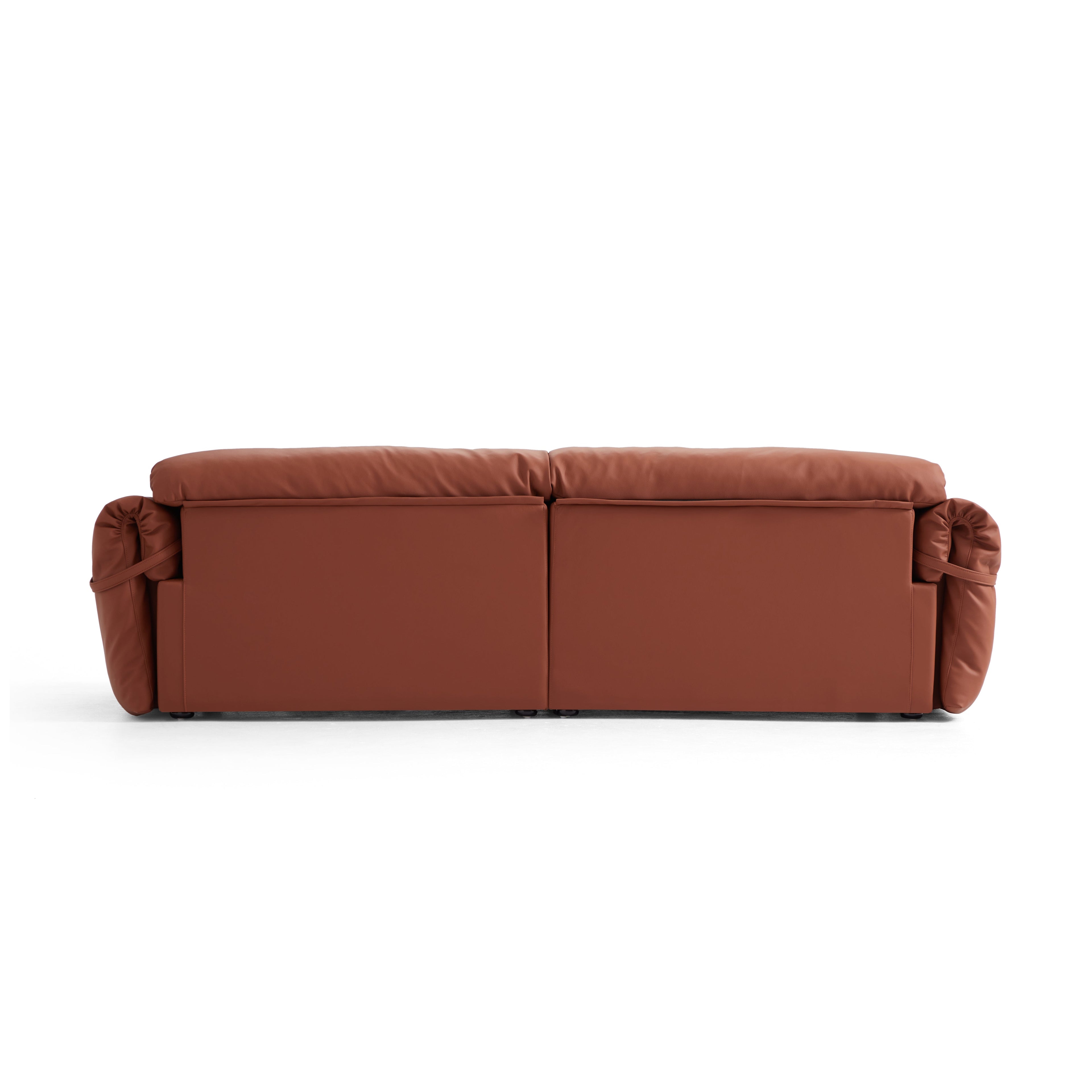 Butter Tufted Reddish Brown Genuine Leather Sofa