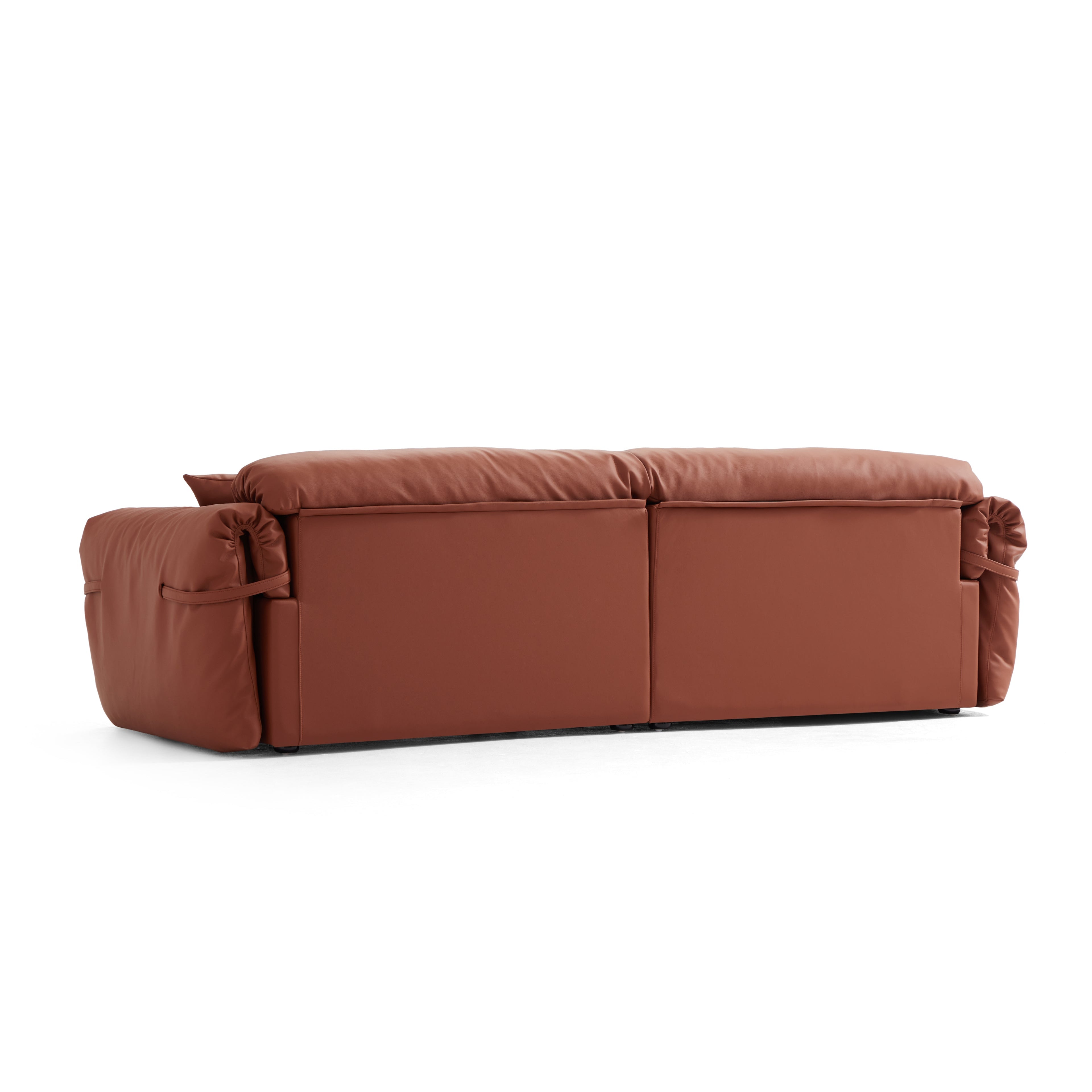 Butter Tufted Reddish Brown Genuine Leather Sofa