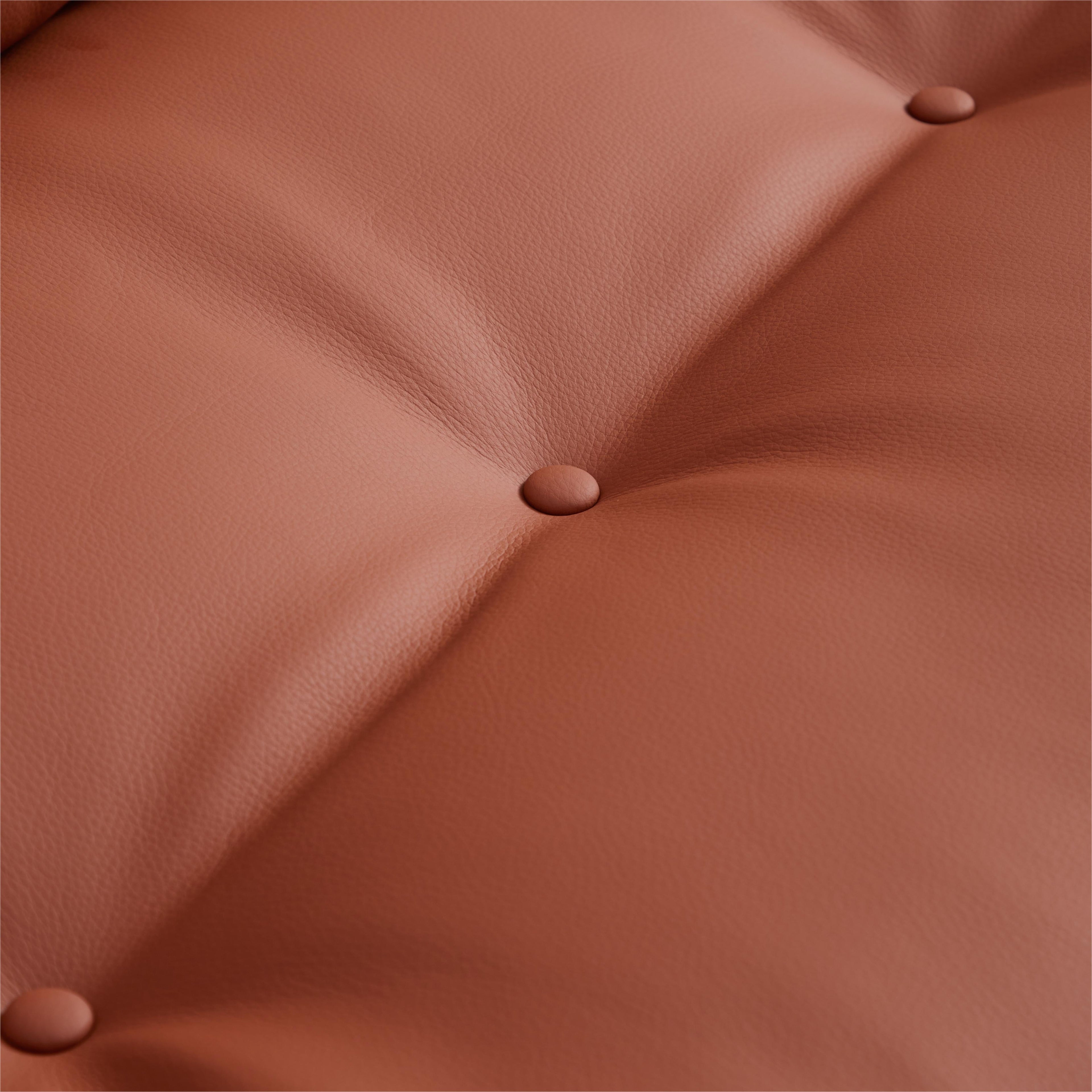 Butter Tufted Reddish Brown Genuine Leather Sofa