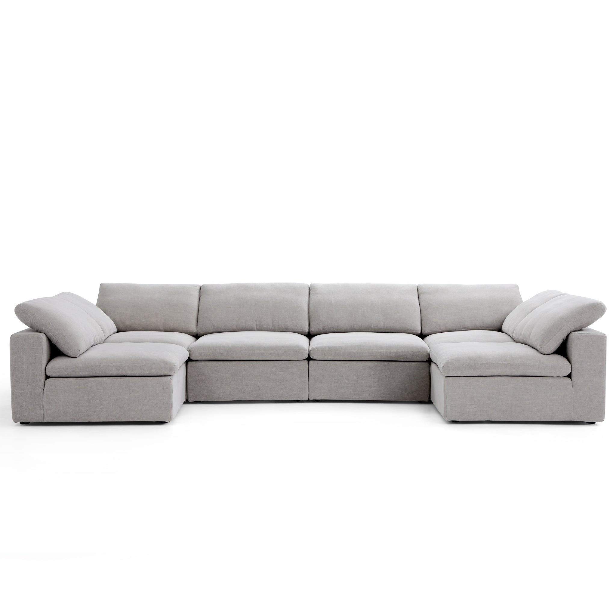 Tender Wabi-Sabi Gray U-Shaped Sectional with Open Ends