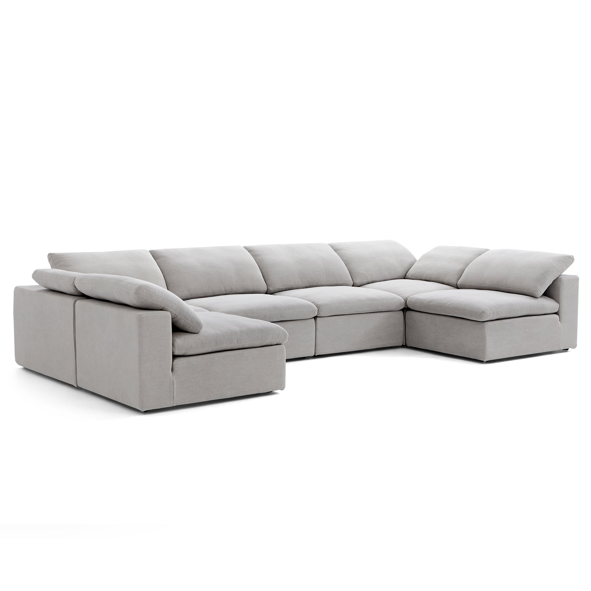 Tender Wabi-Sabi U-Shaped Beige Sectional with Open Ends