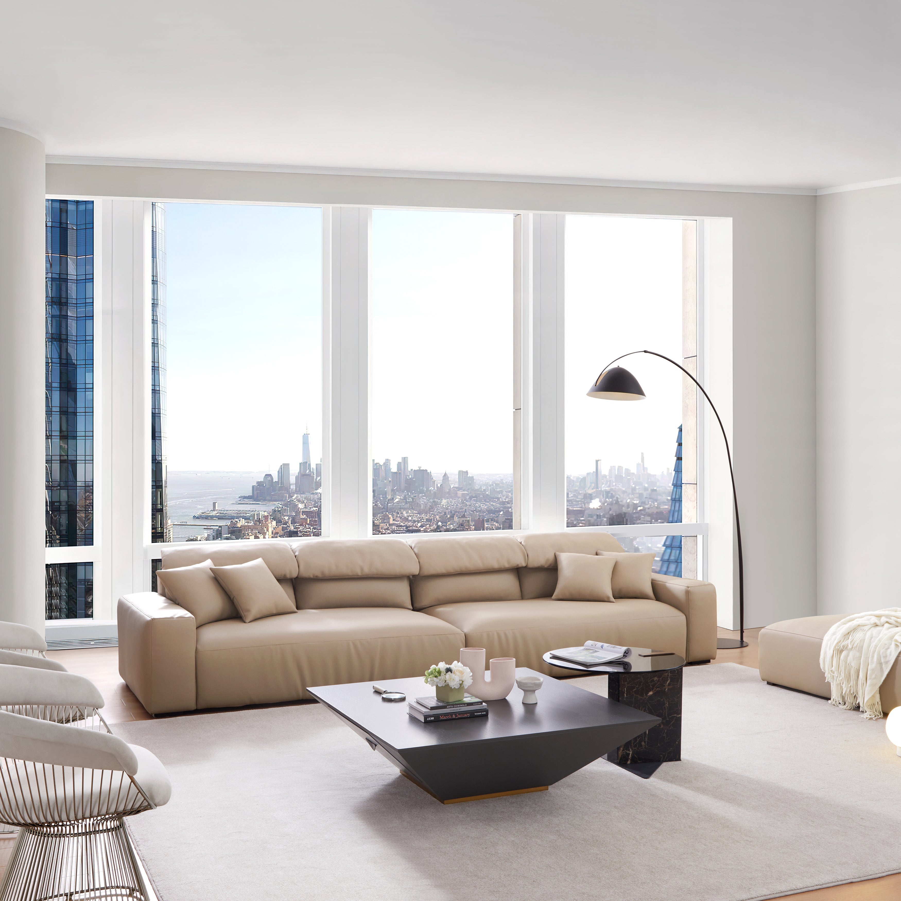 Chestnut Khaki Leather Sofa