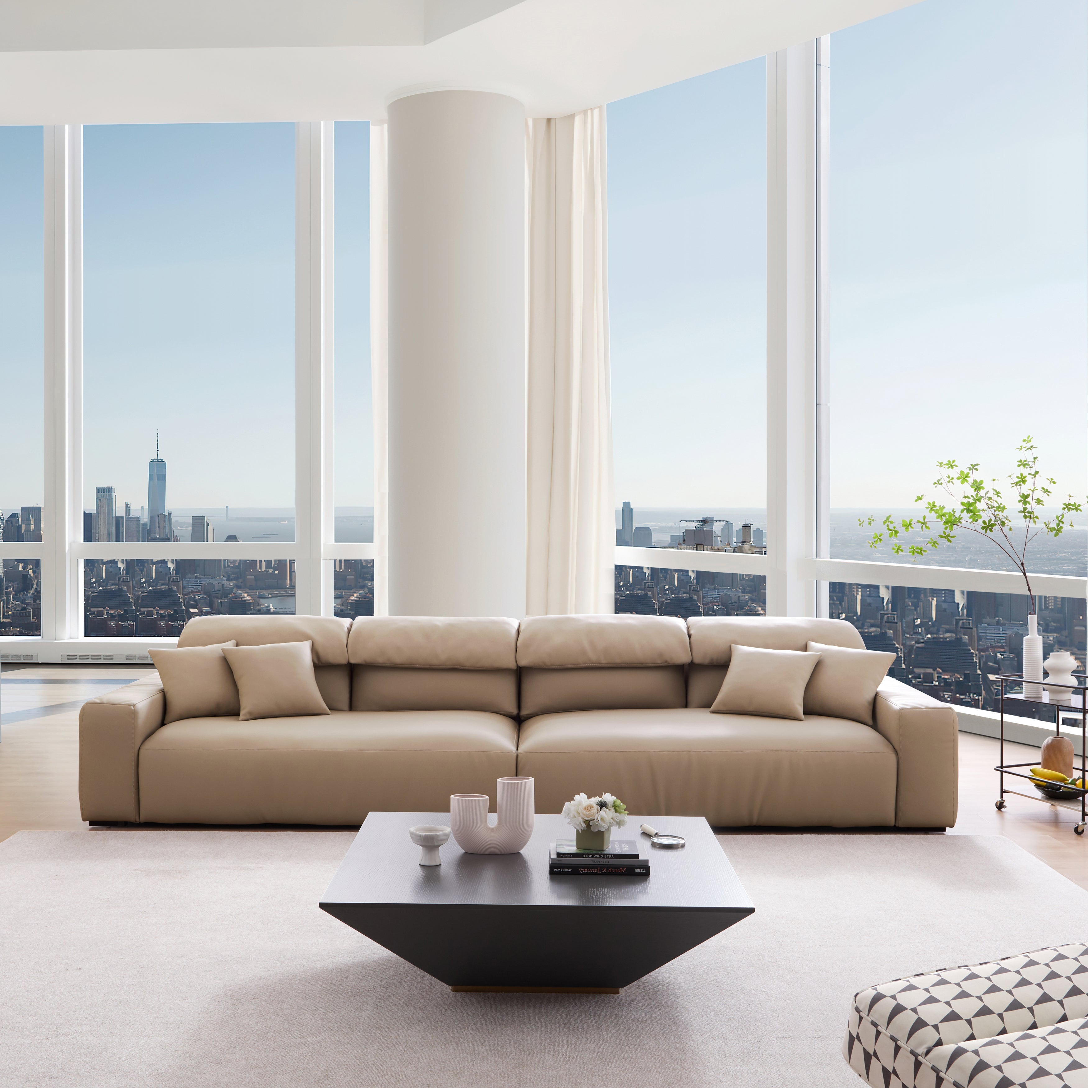 Chestnut Khaki Leather Sofa