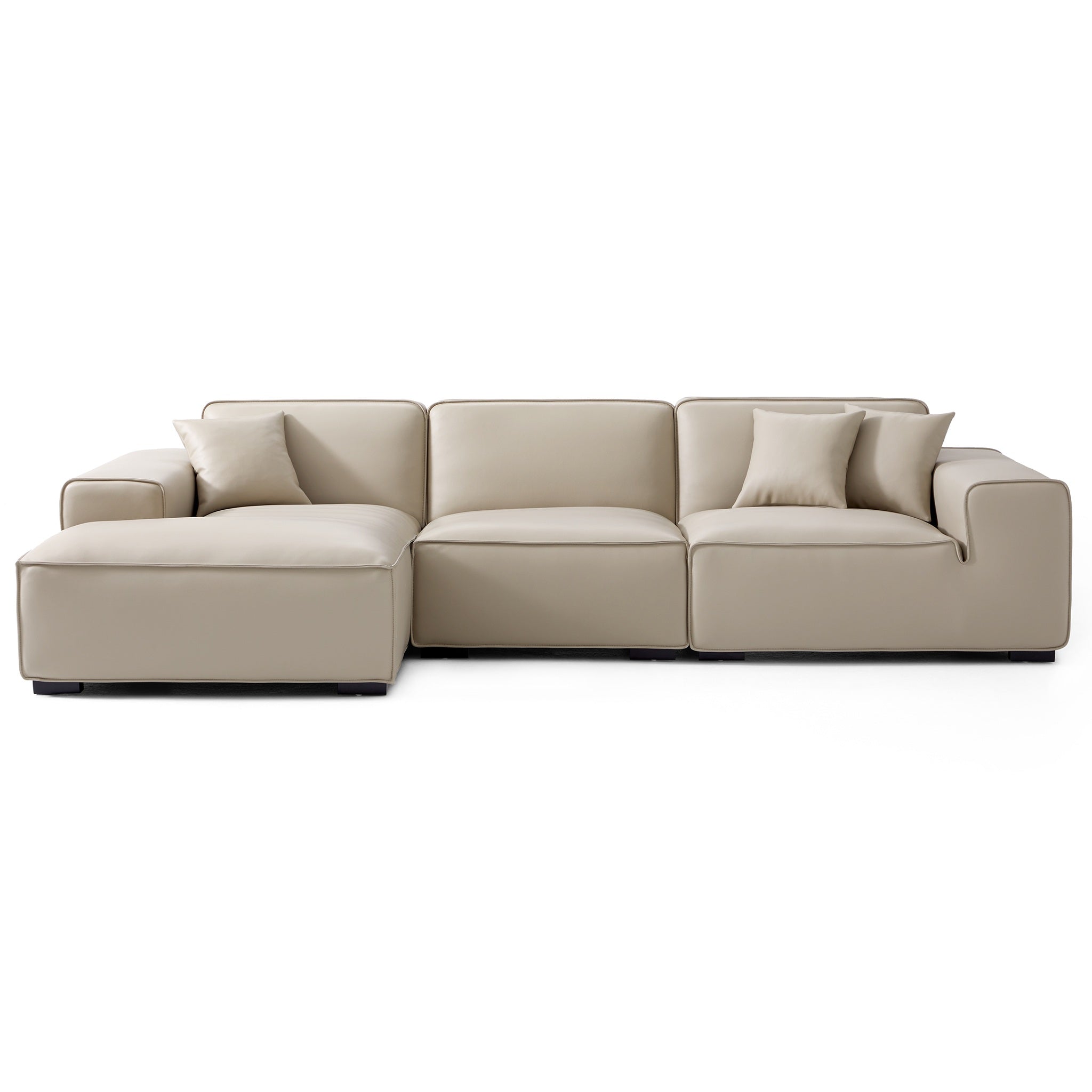 Domus Modular Beige Leather Sectional Sofa
