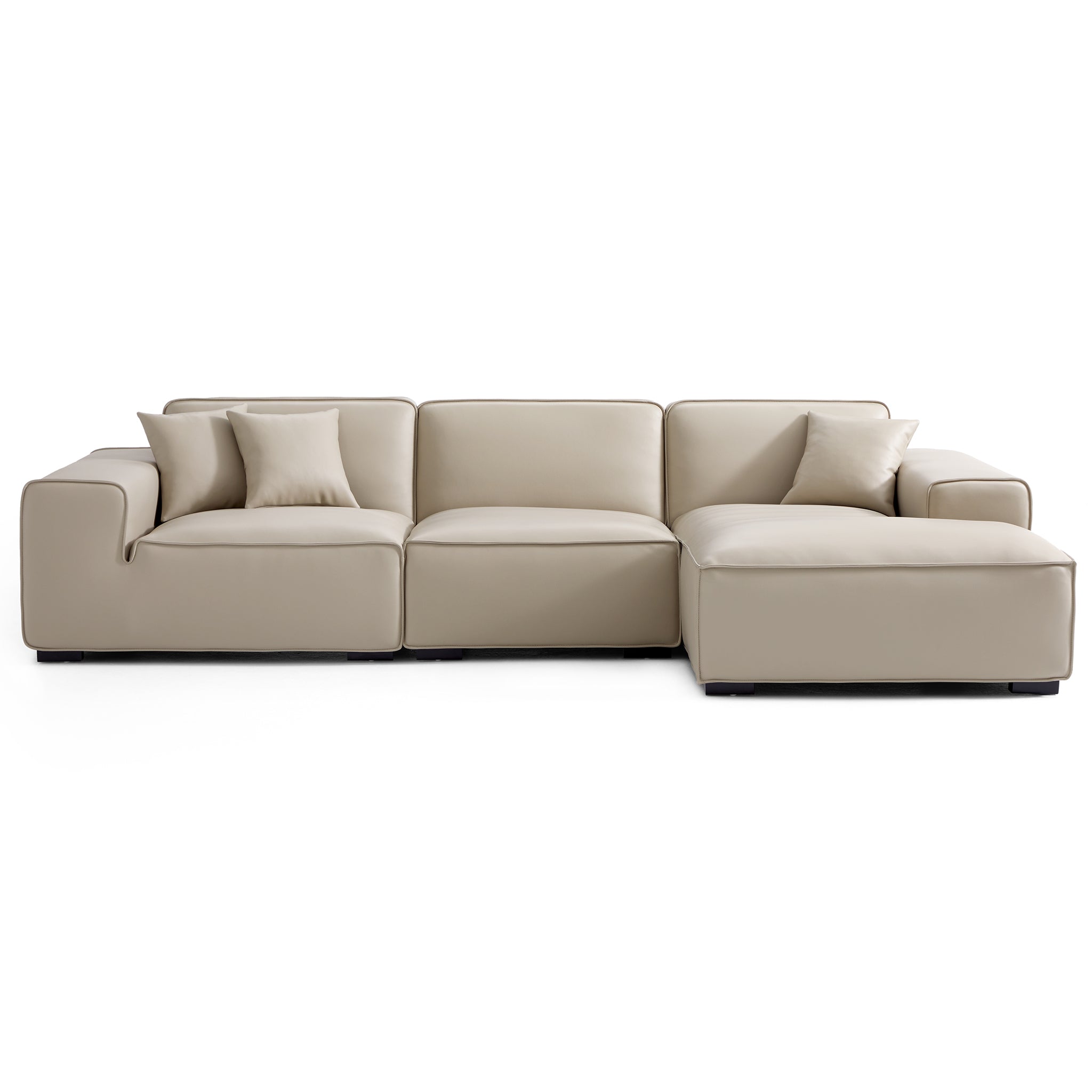 Domus Modular Black Leather Sectional Sofa