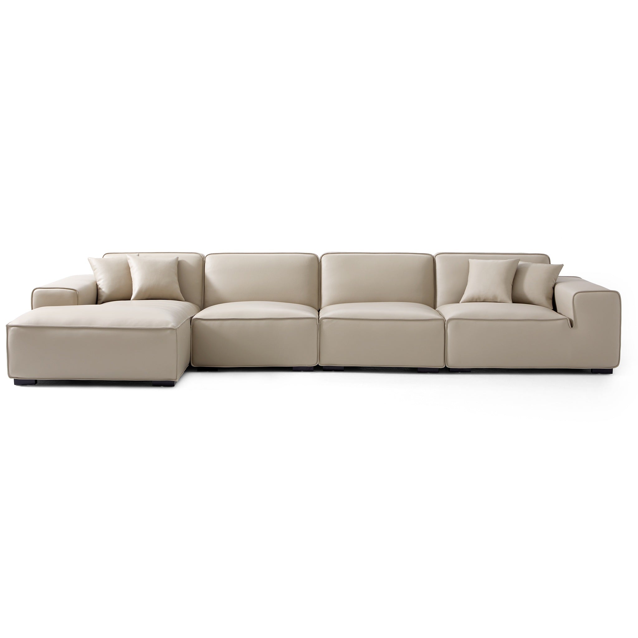 Domus Modular Black Leather Sectional Sofa