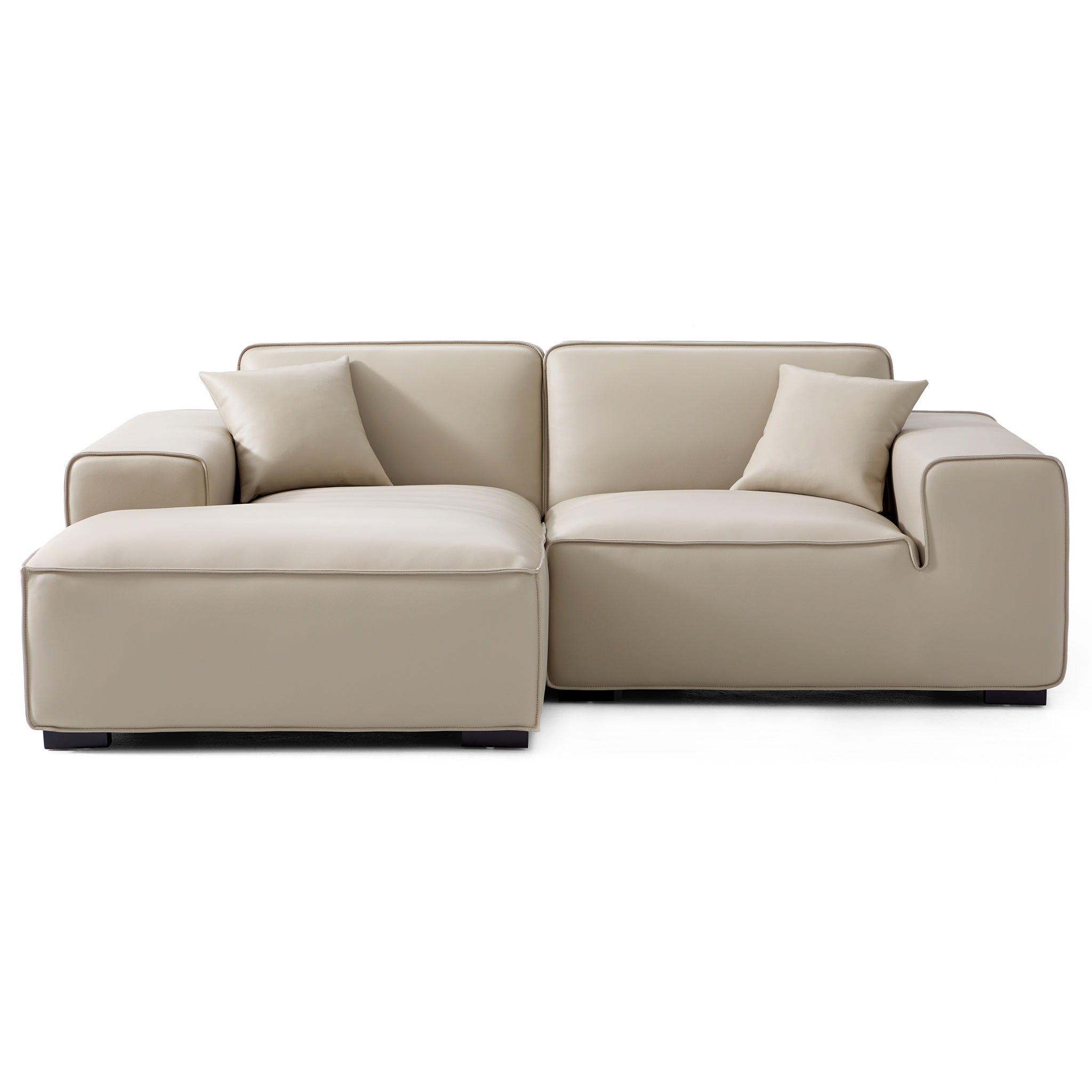 Domus Modular Black Leather Sectional Sofa