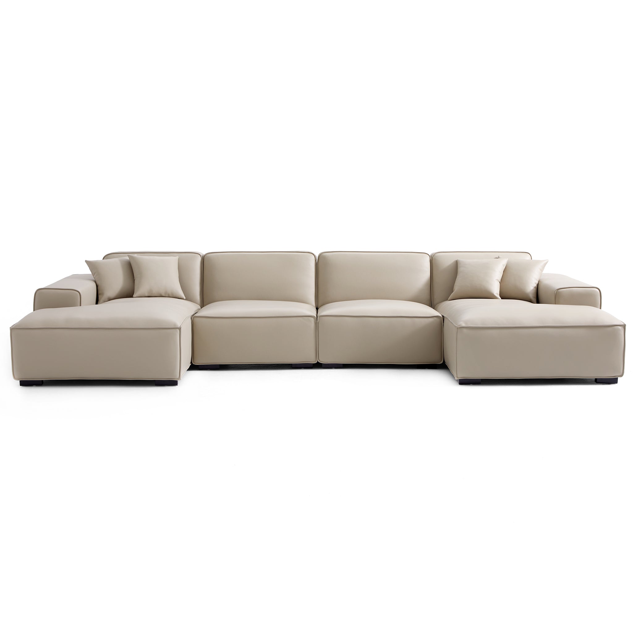Domus Modular Brown Leather Double Chaise Sectional