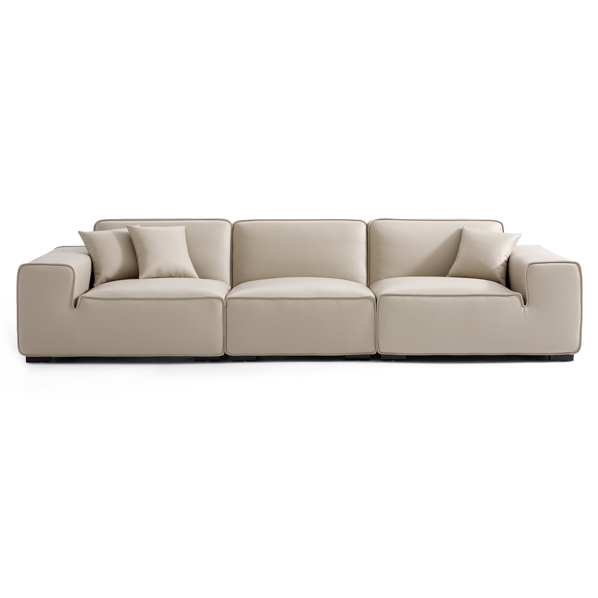 Domus Modular Beige Leather Sofa Set