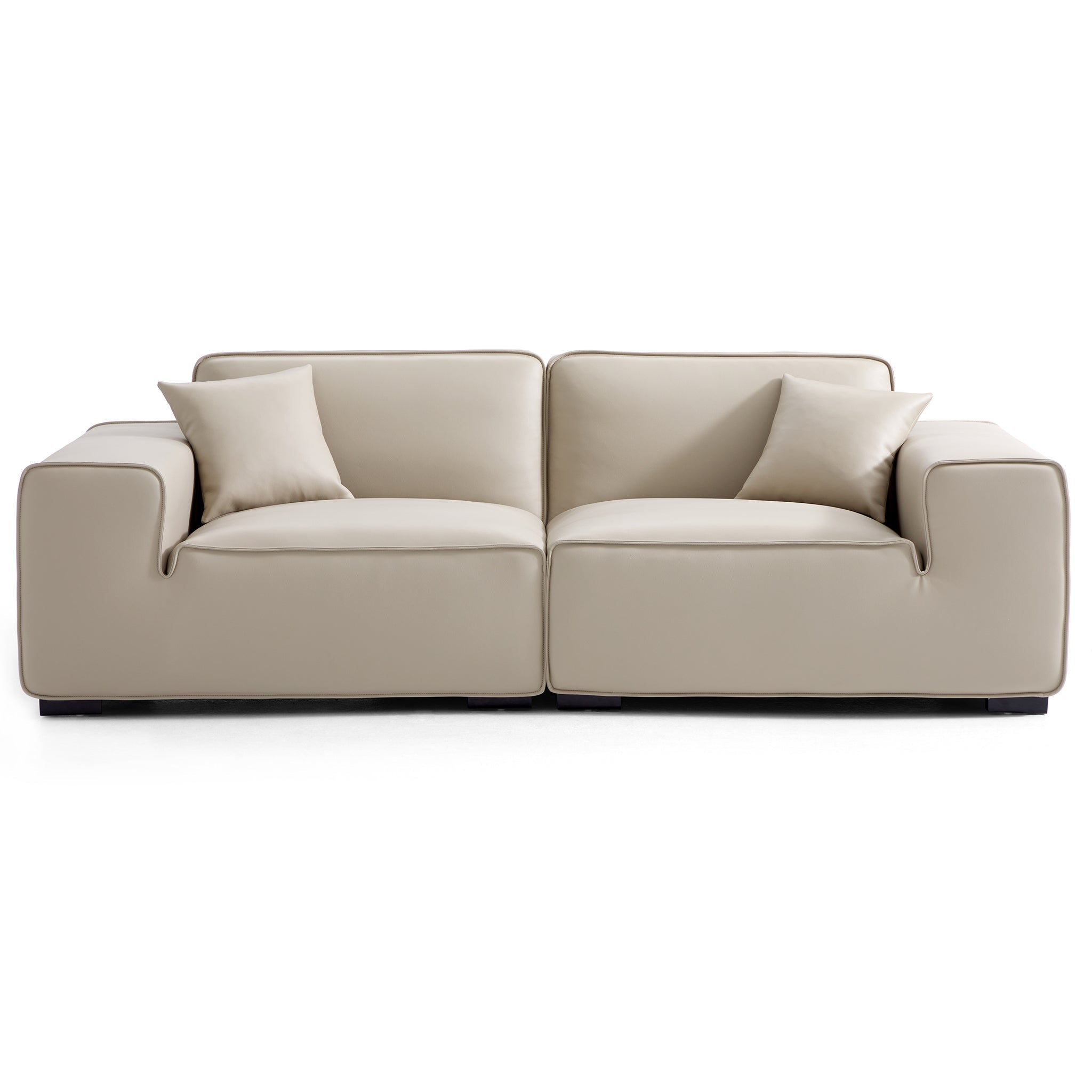 Domus Modular Beige Leather Sofa Set
