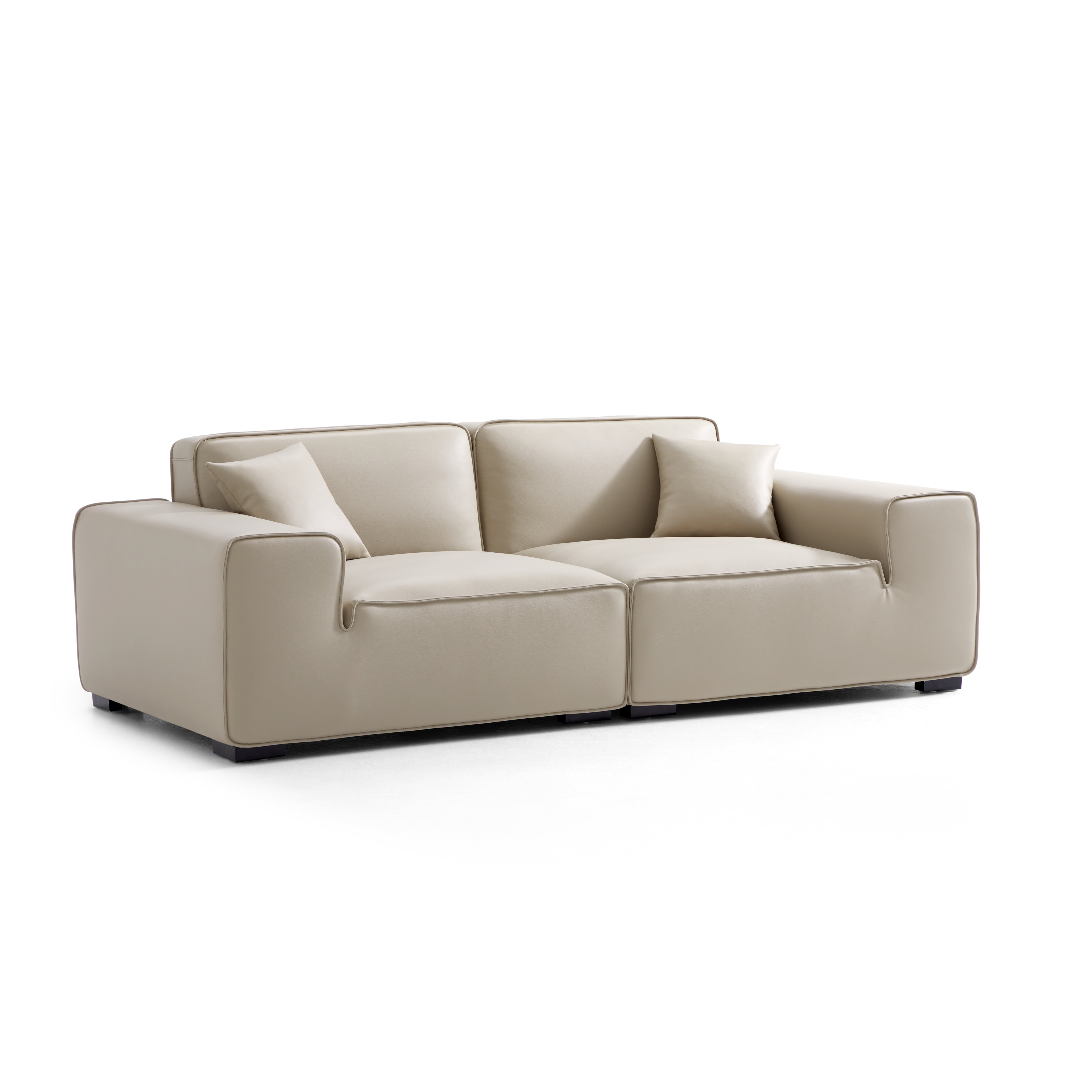 Domus Modular Beige Leather Sofa