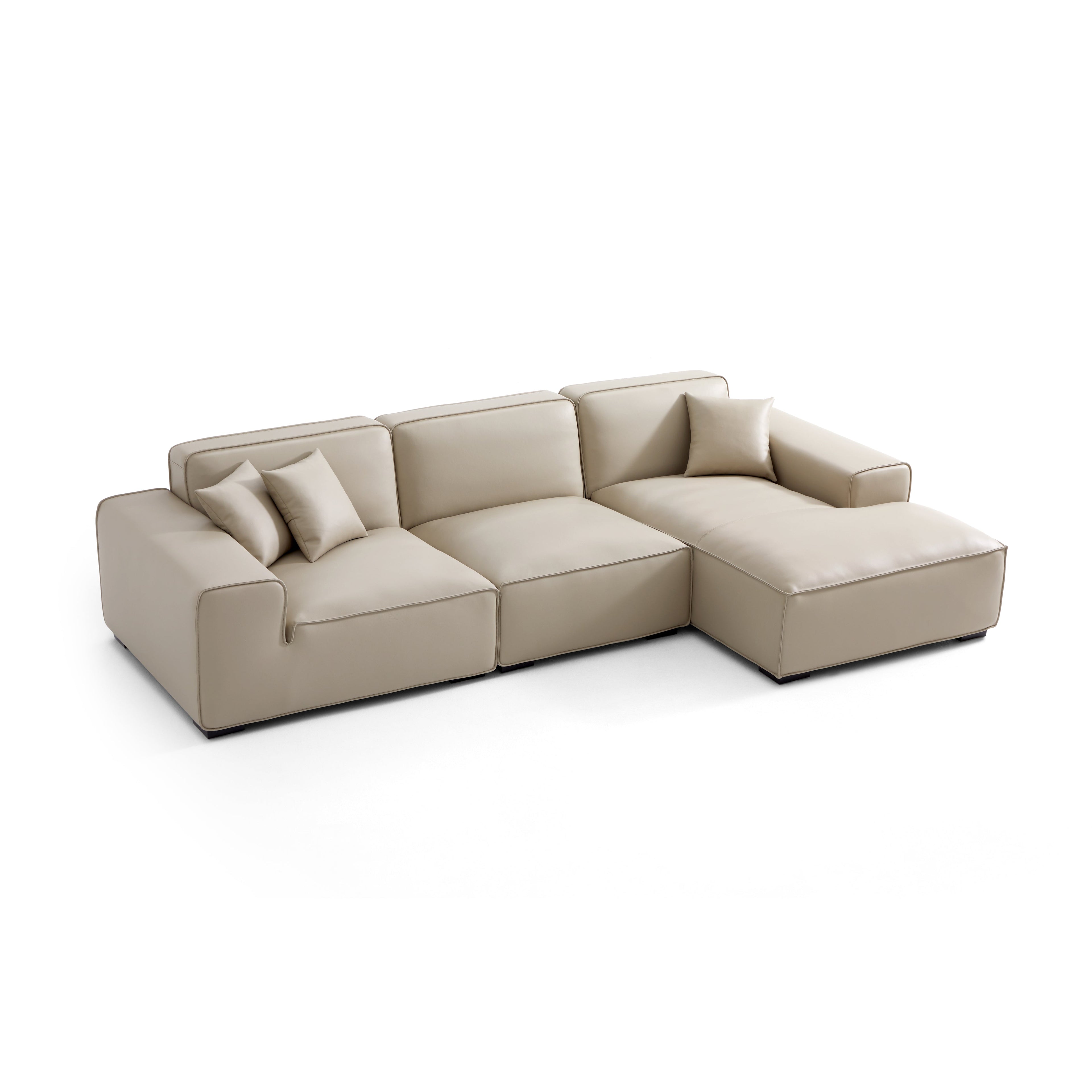 Domus Modular Black Leather Sectional Sofa