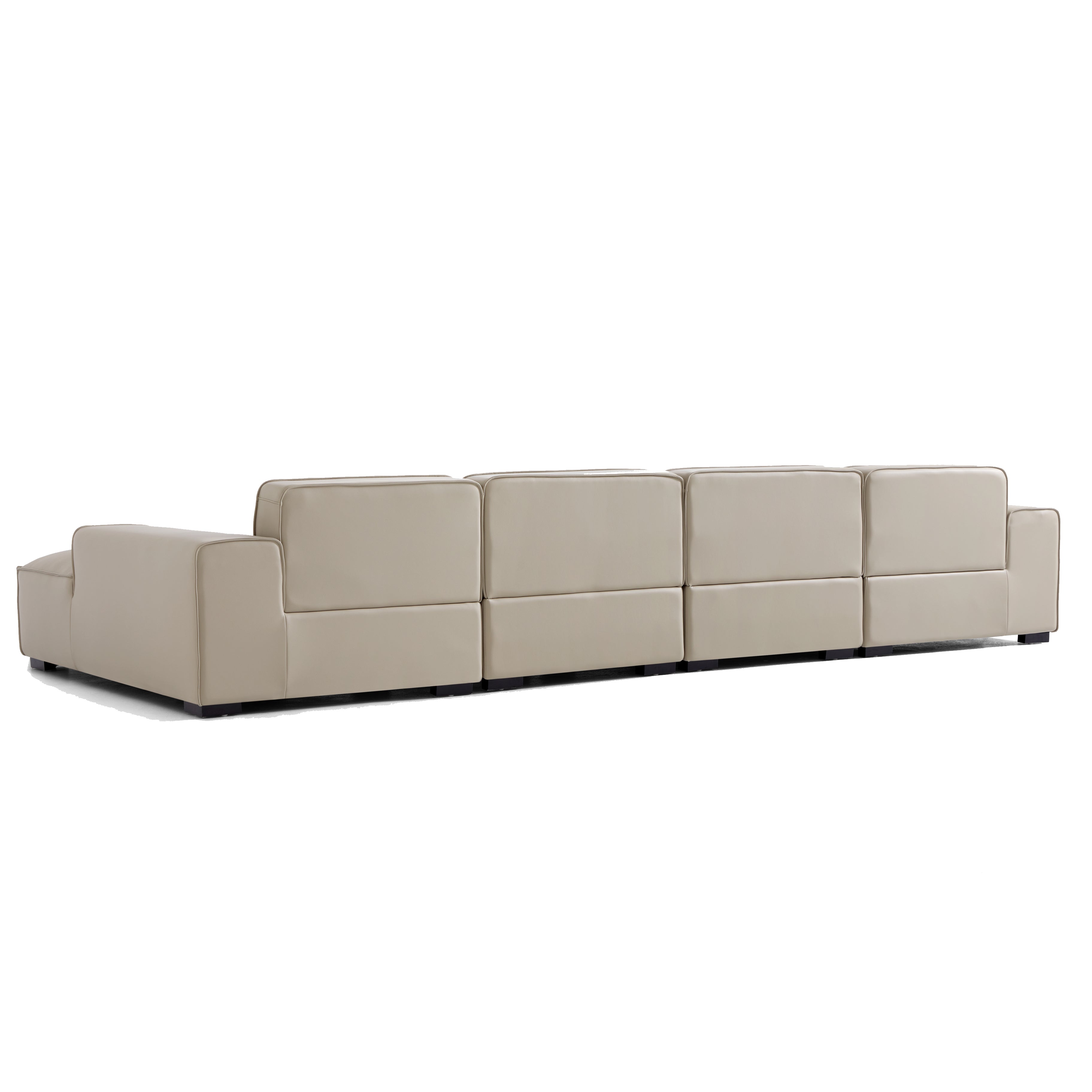 Domus Modular Beige Leather Double Chaise Sectional