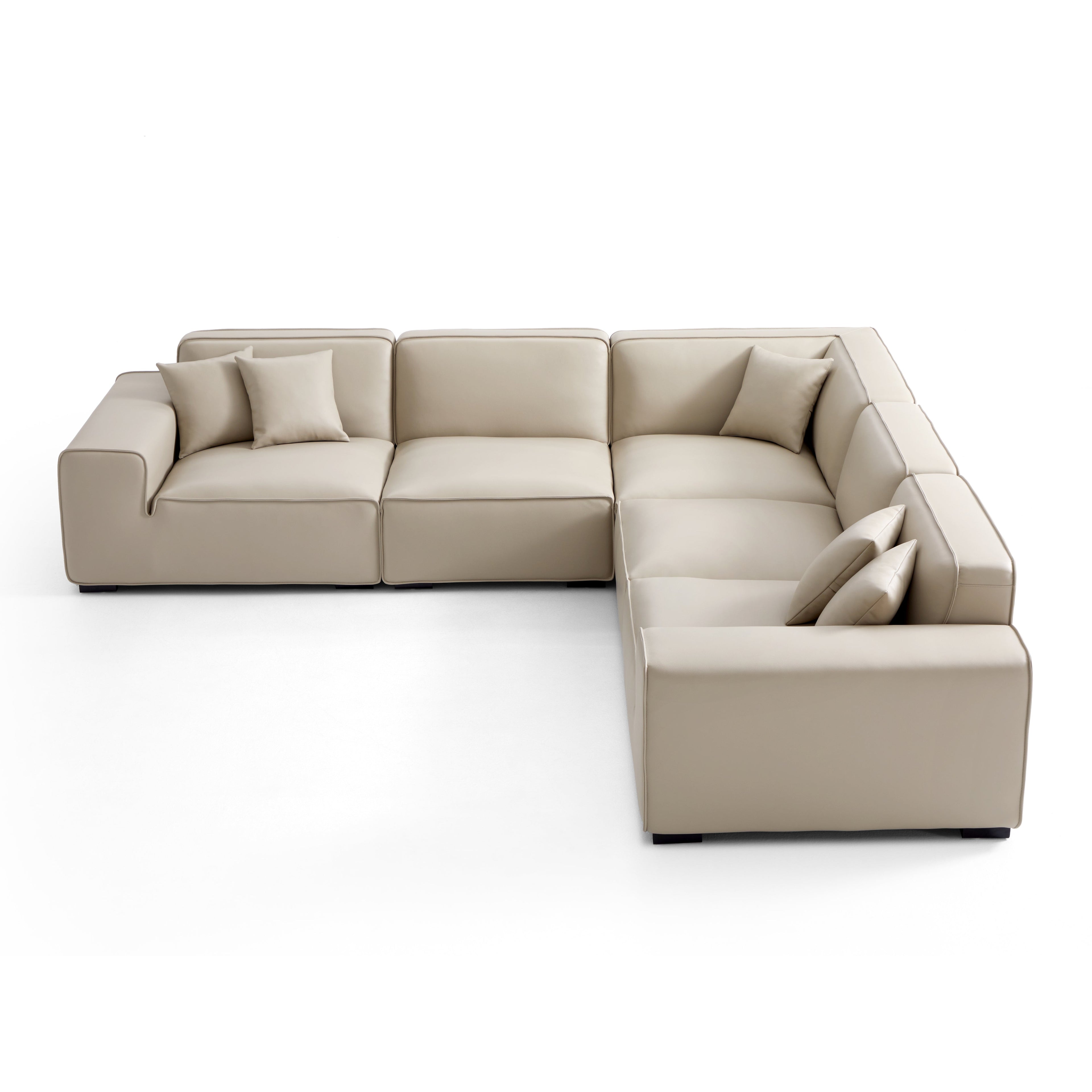 Domus Modular Beige Leather L-Shaped Sectional