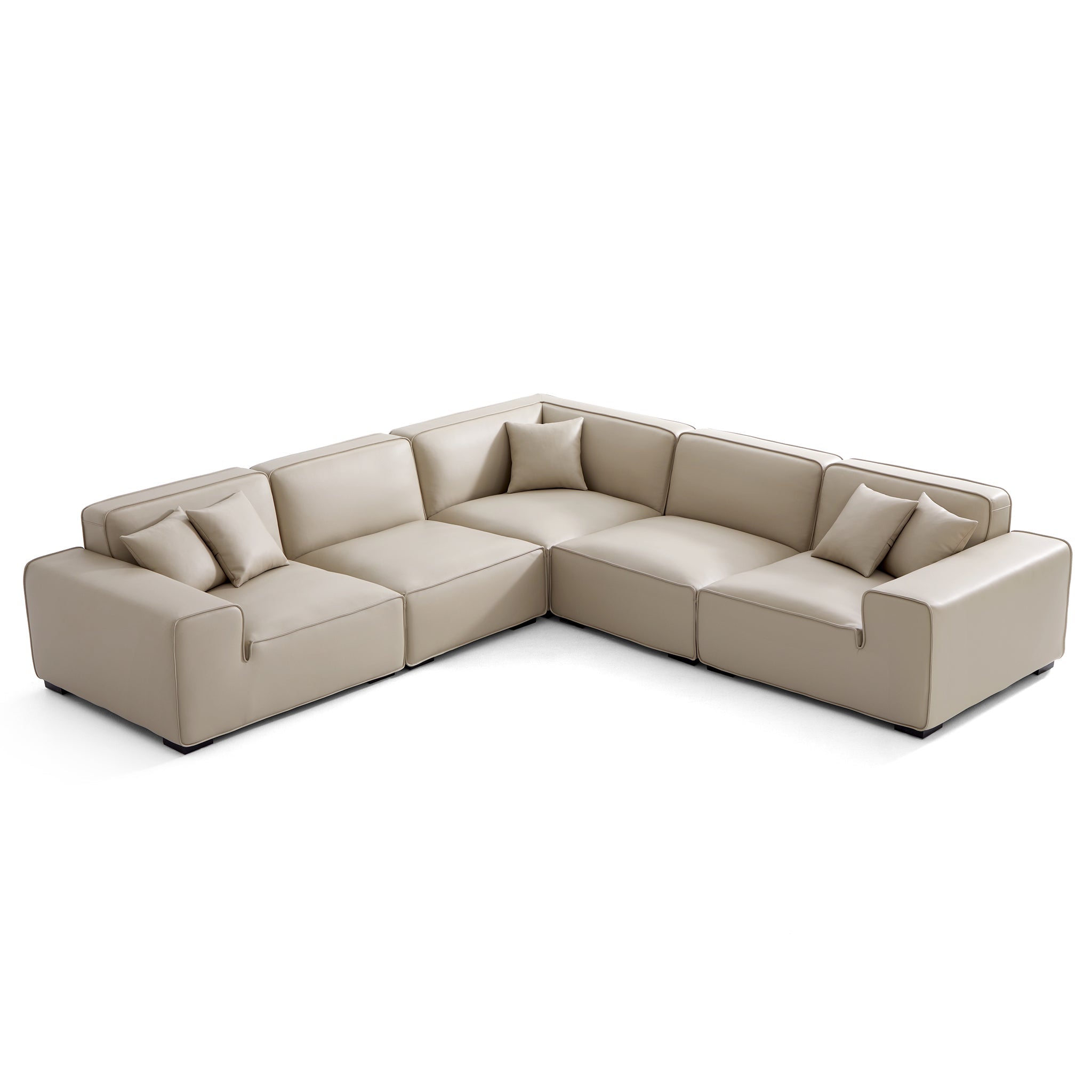 Domus Modular Beige Leather L-Shaped Sectional