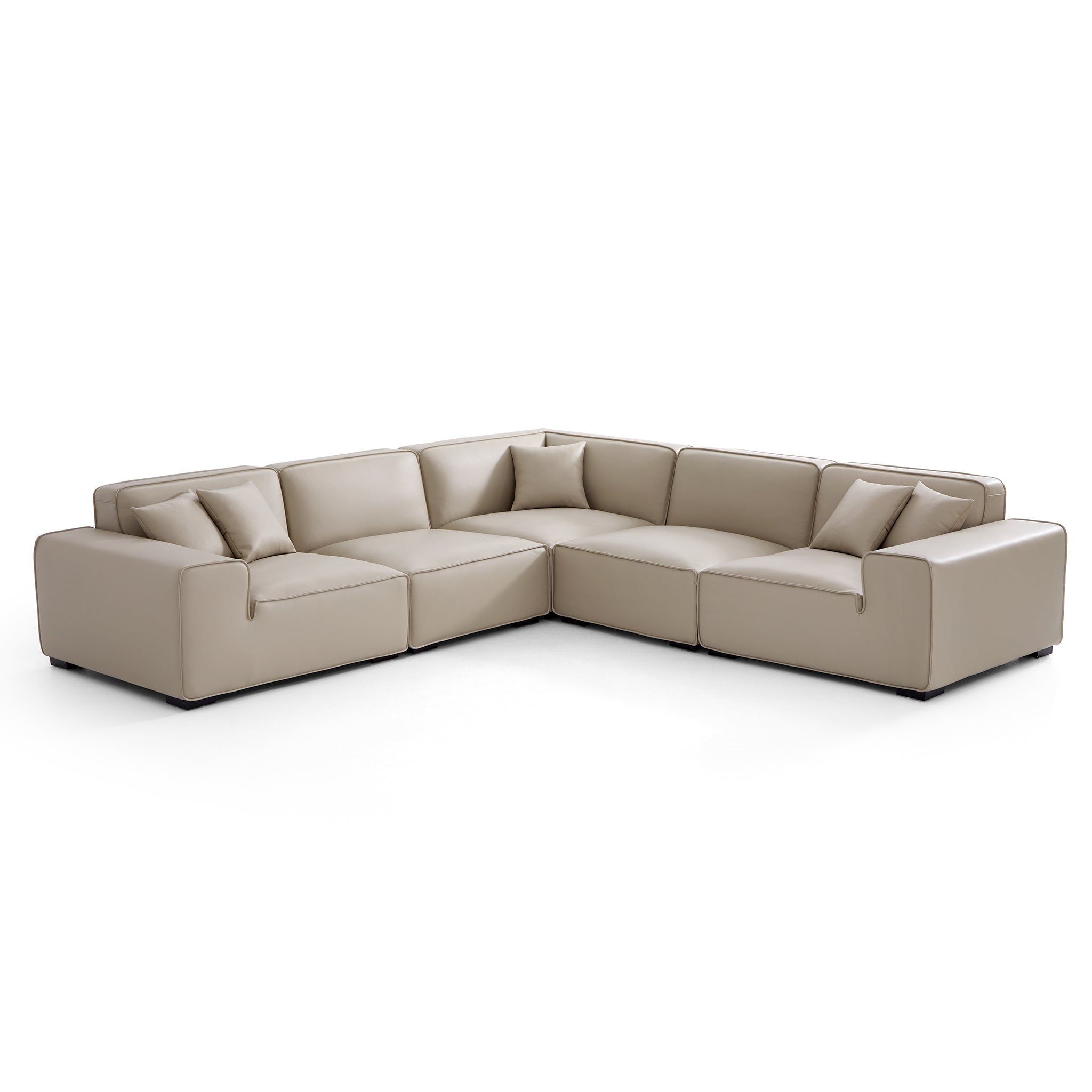Domus Modular Brown Leather L-Shaped Sectional