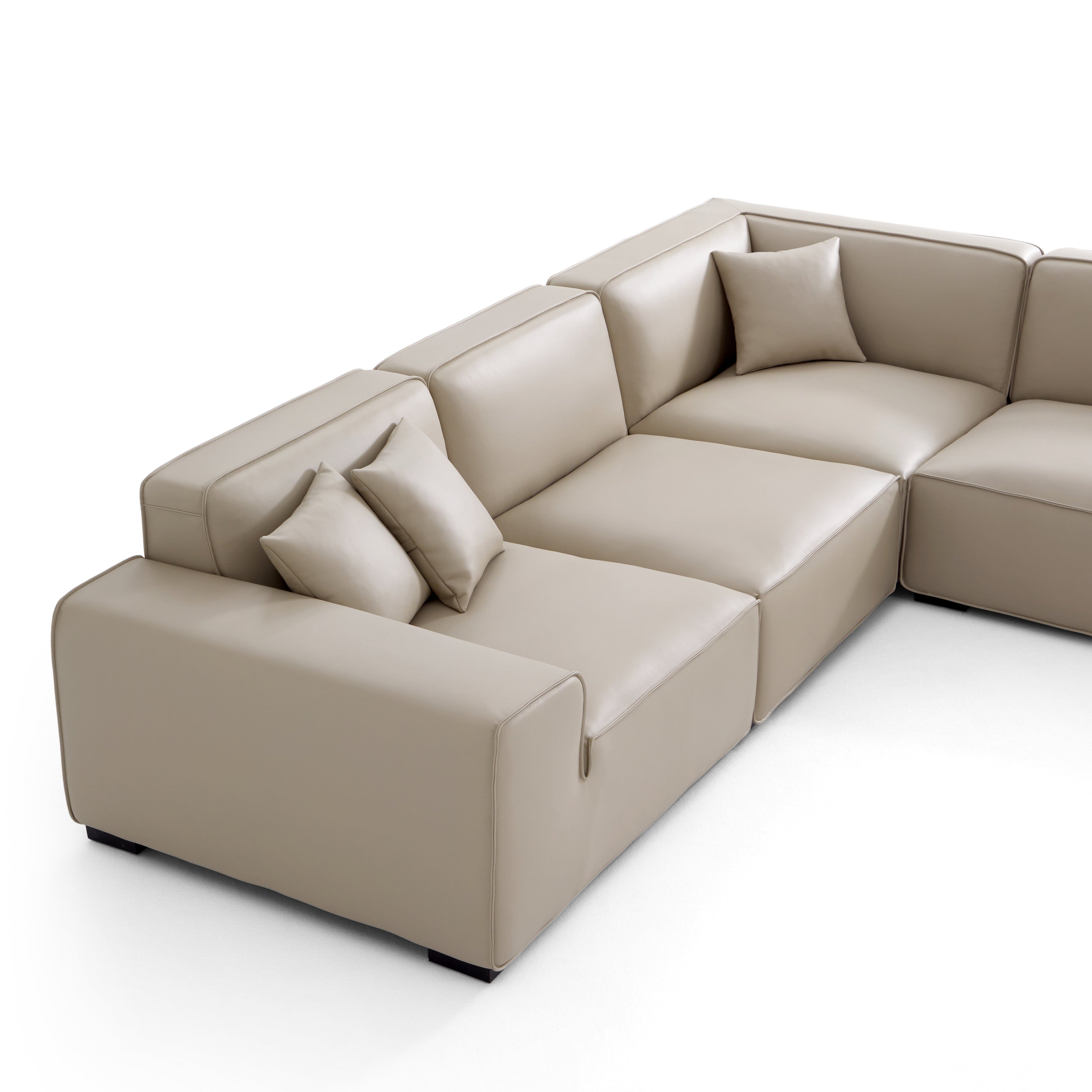 Domus Modular Beige Leather L-Shaped Sectional