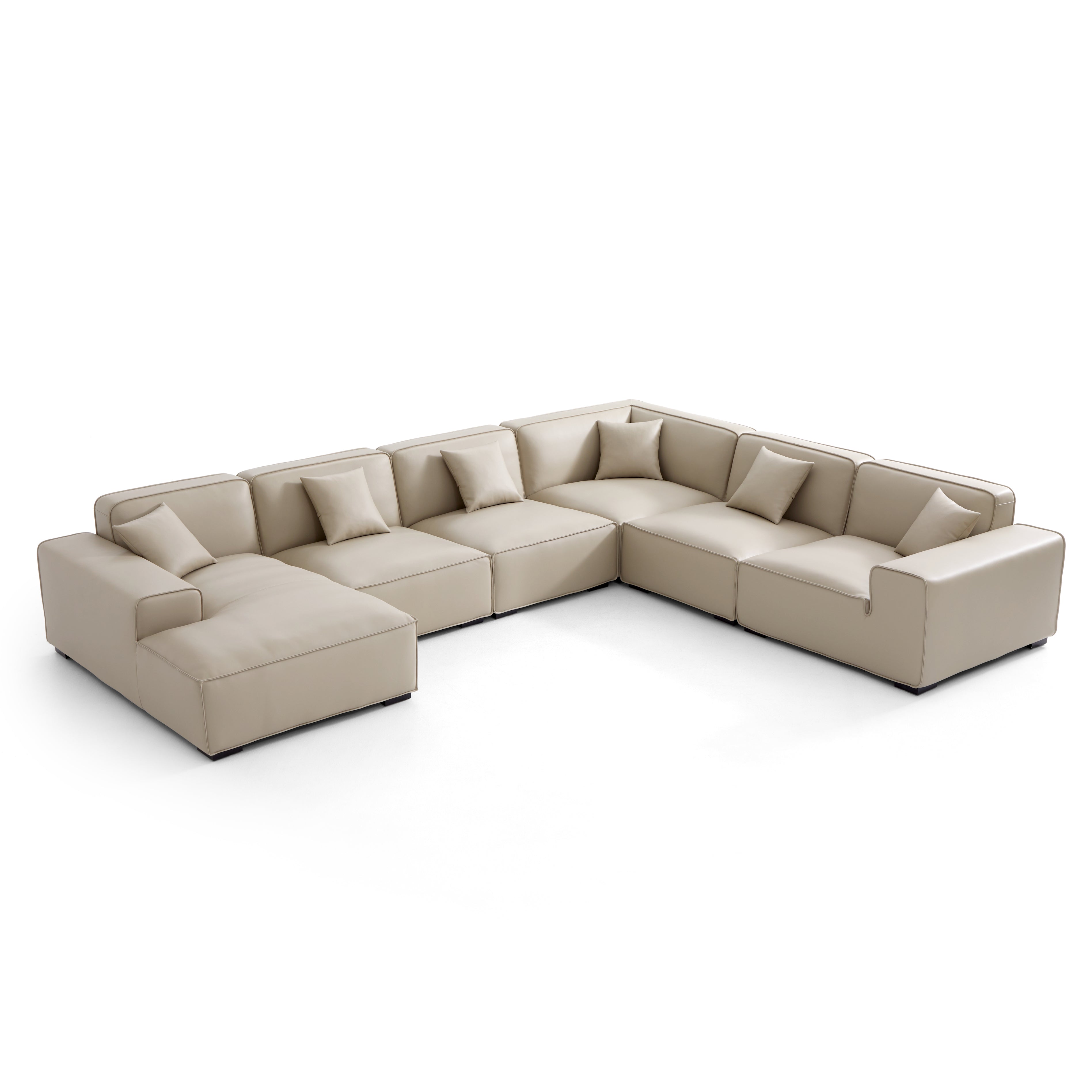Domus Modular Brown Leather U-Shaped Sectional