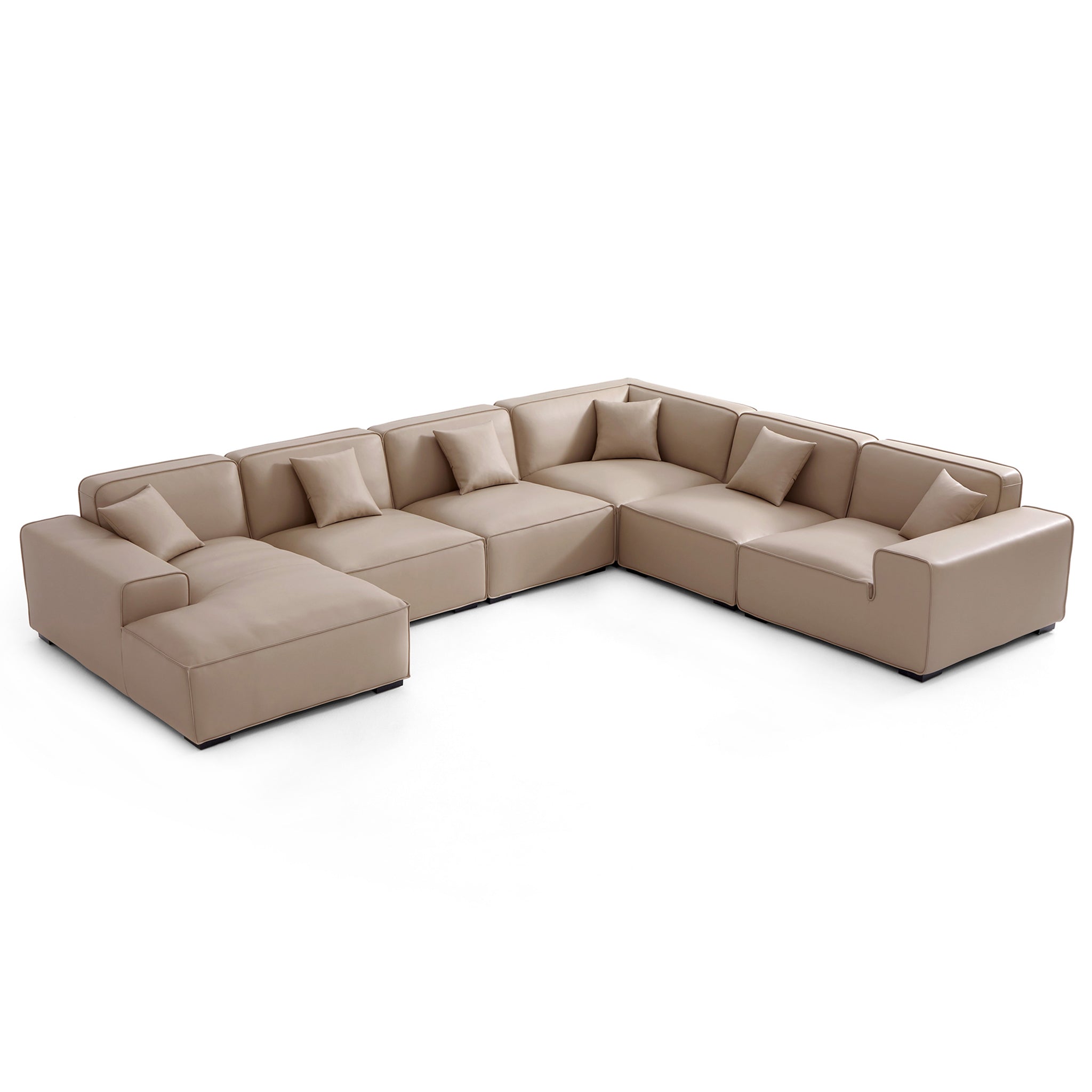 Domus Modular Black Leather U-Shaped Sectional