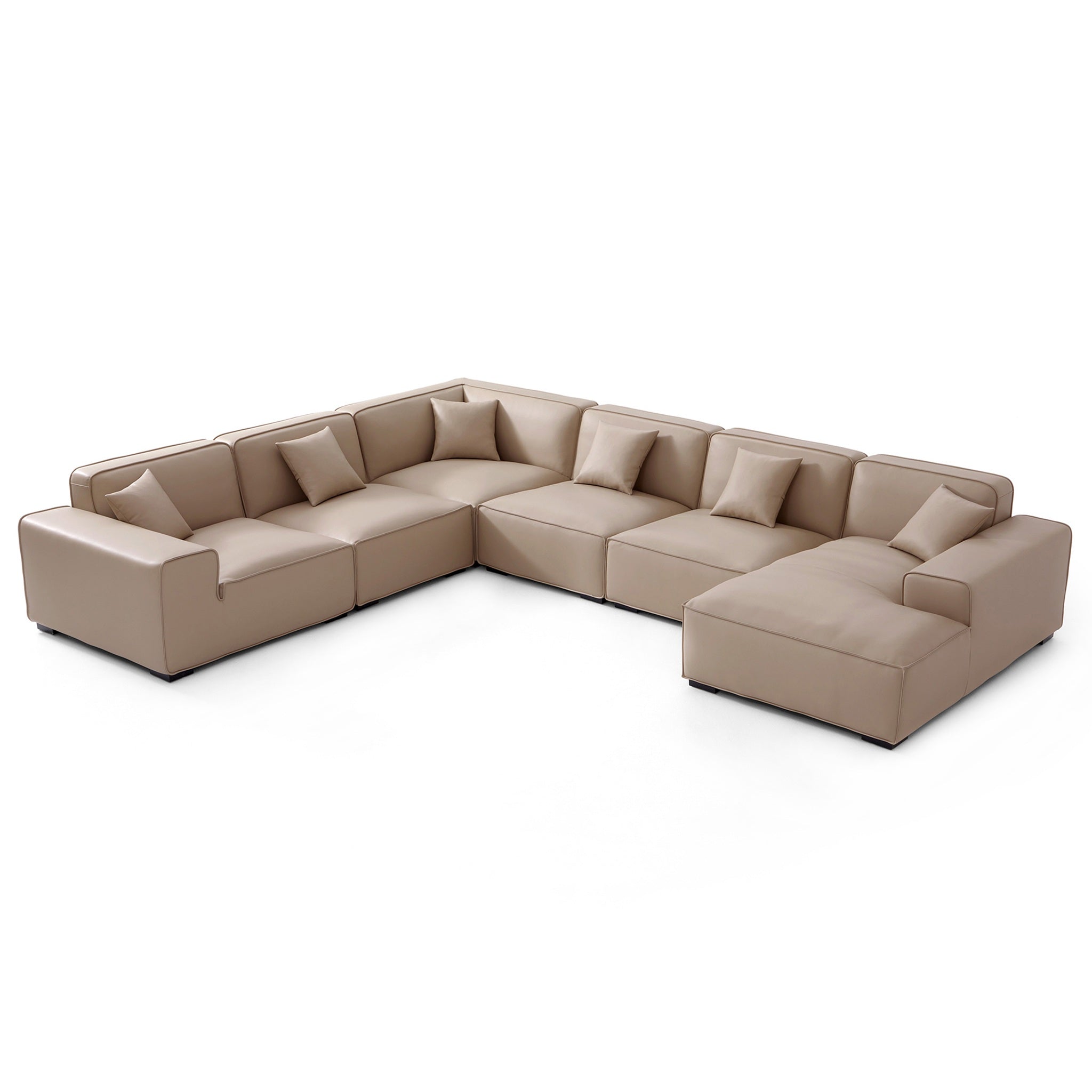Domus Modular Black Leather U-Shaped Sectional