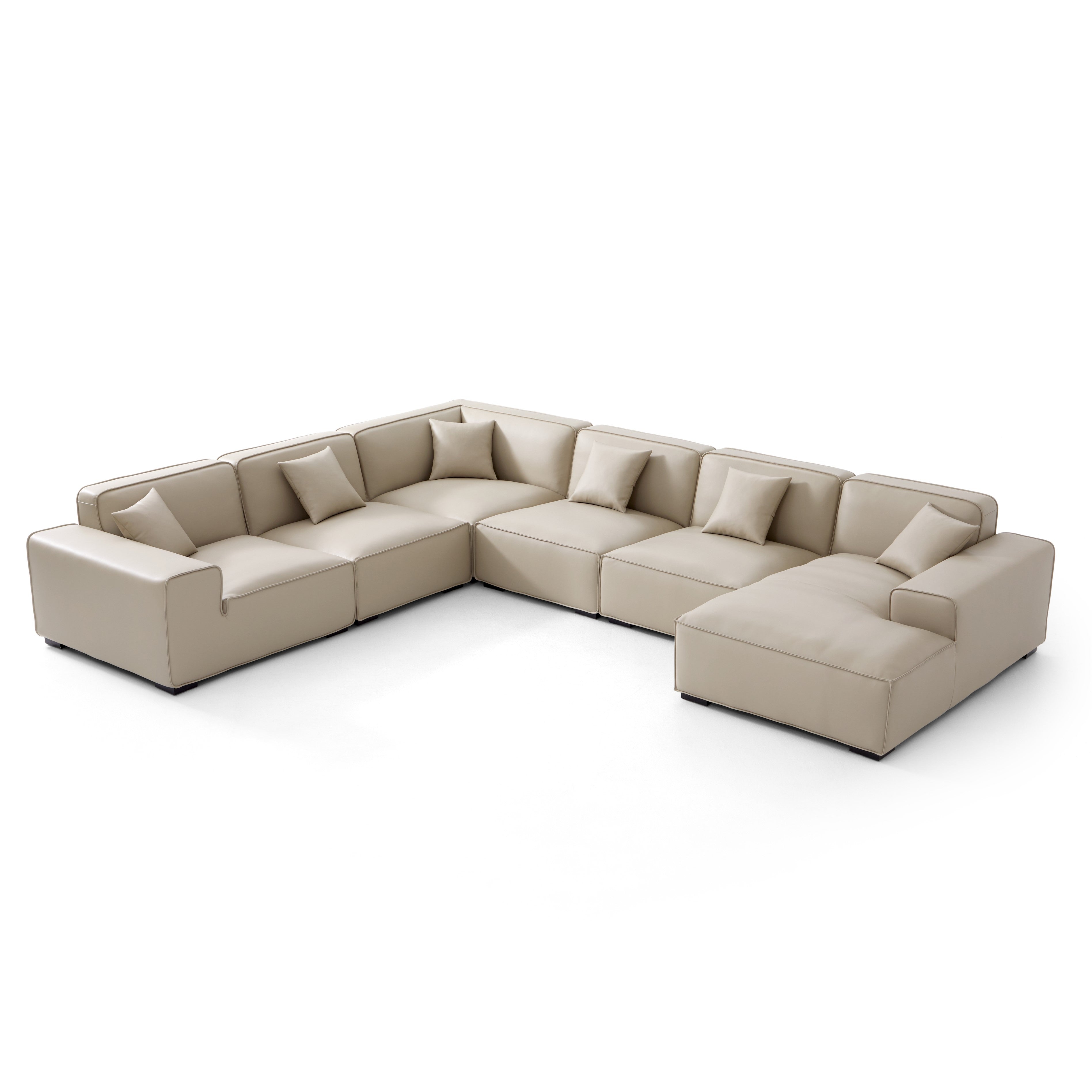 Domus Modular Brown Leather U-Shaped Sectional