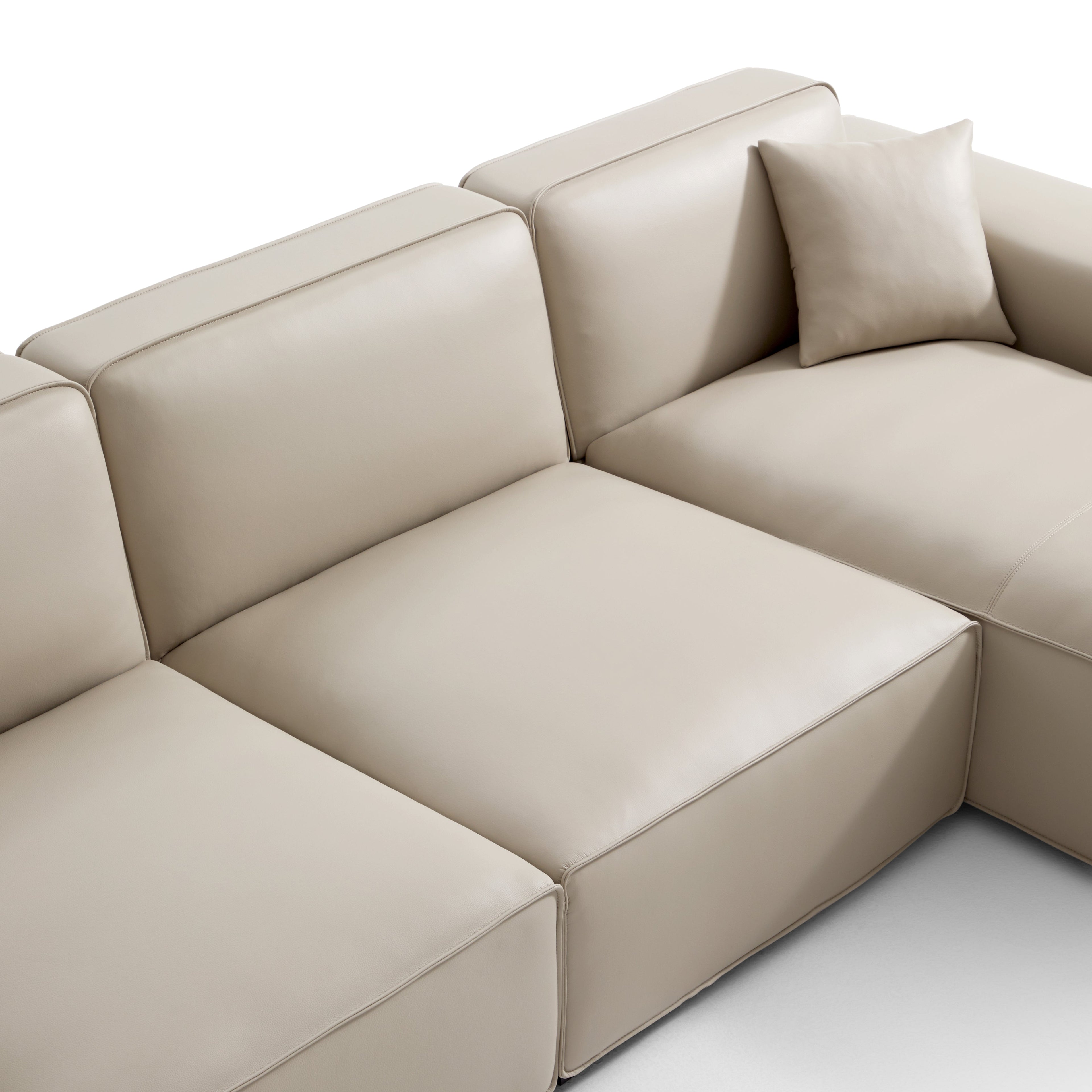 Domus Modular Beige Leather U-Shaped Sectional