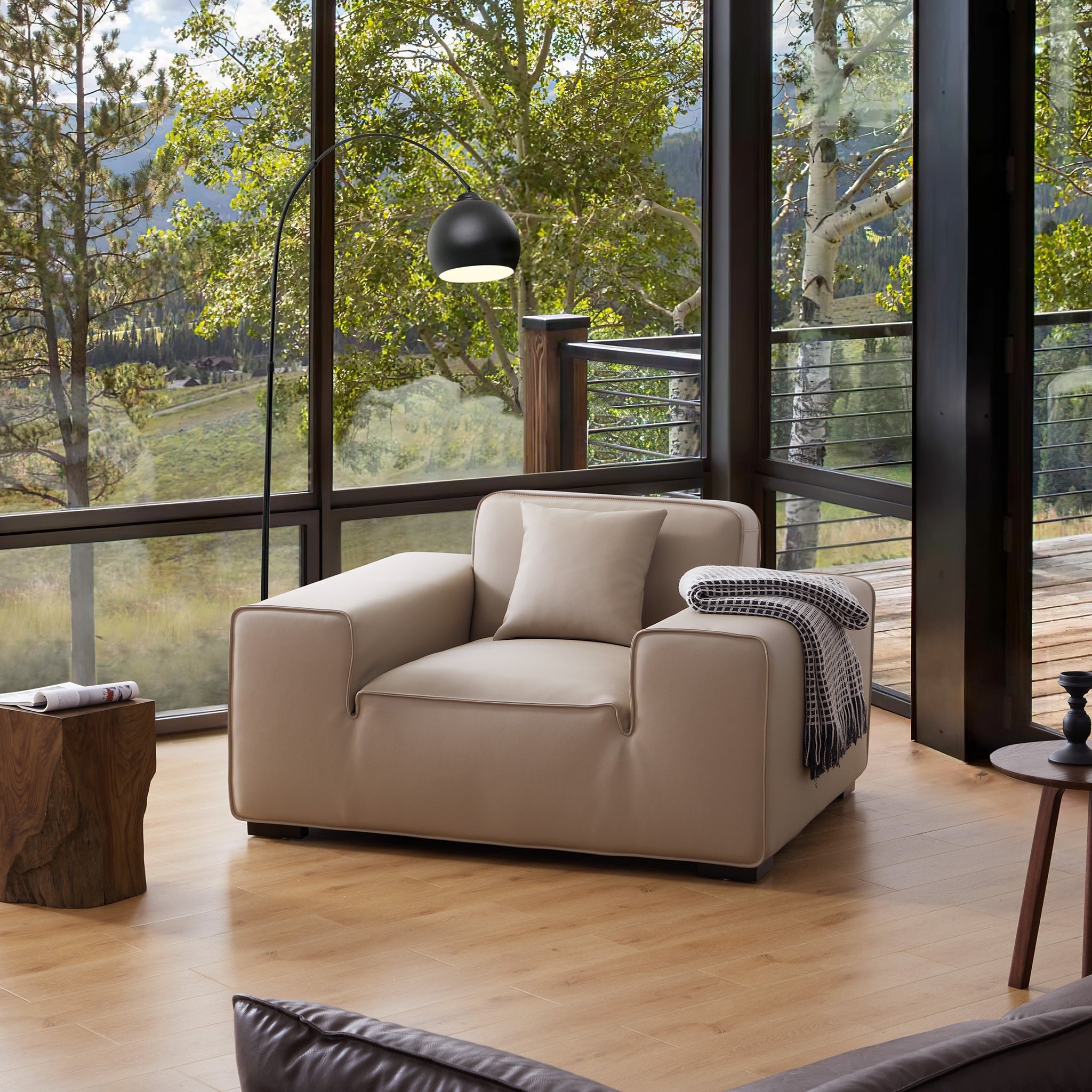 Domus Modular Khaki Leather Armchair