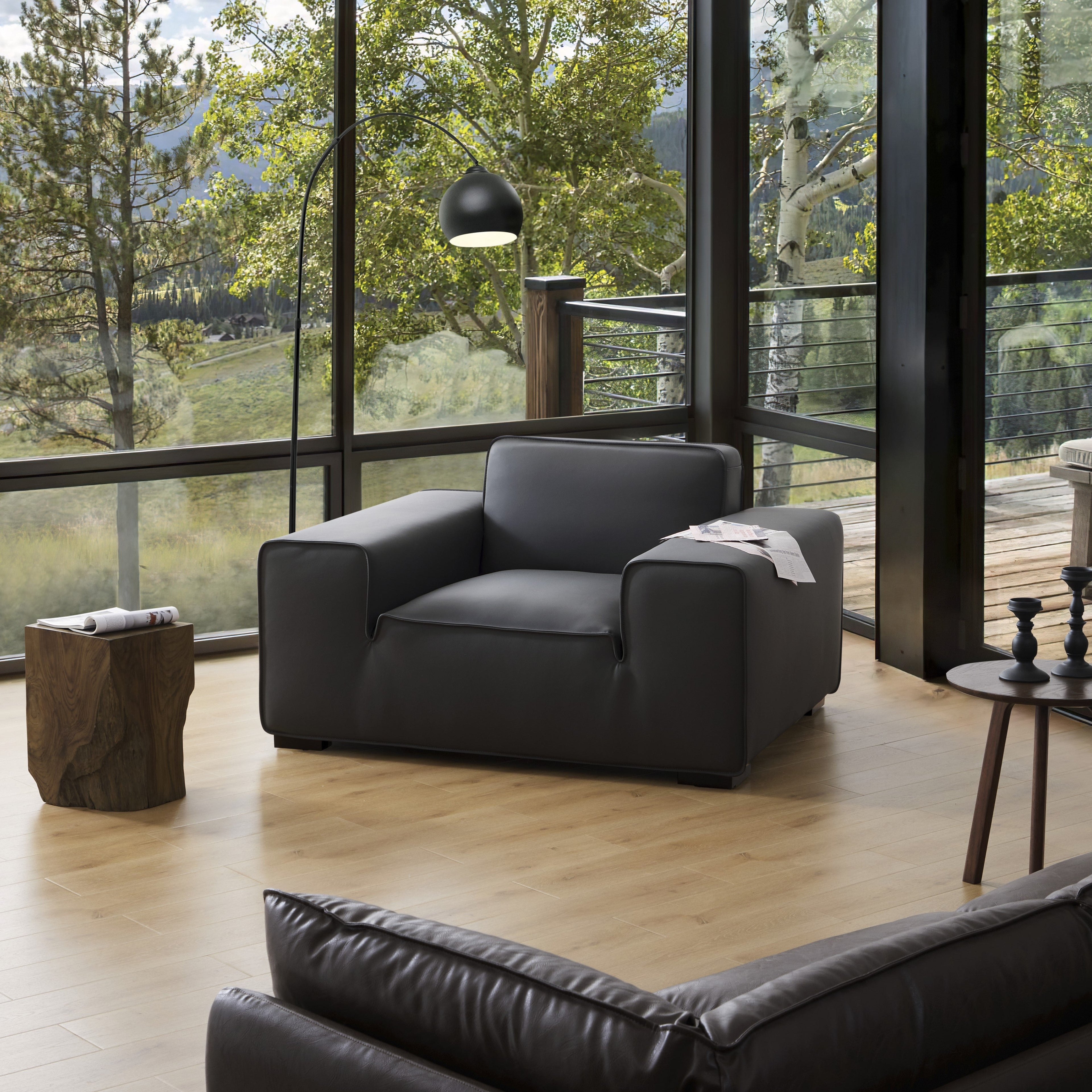 Domus Modular Black Leather Armchair