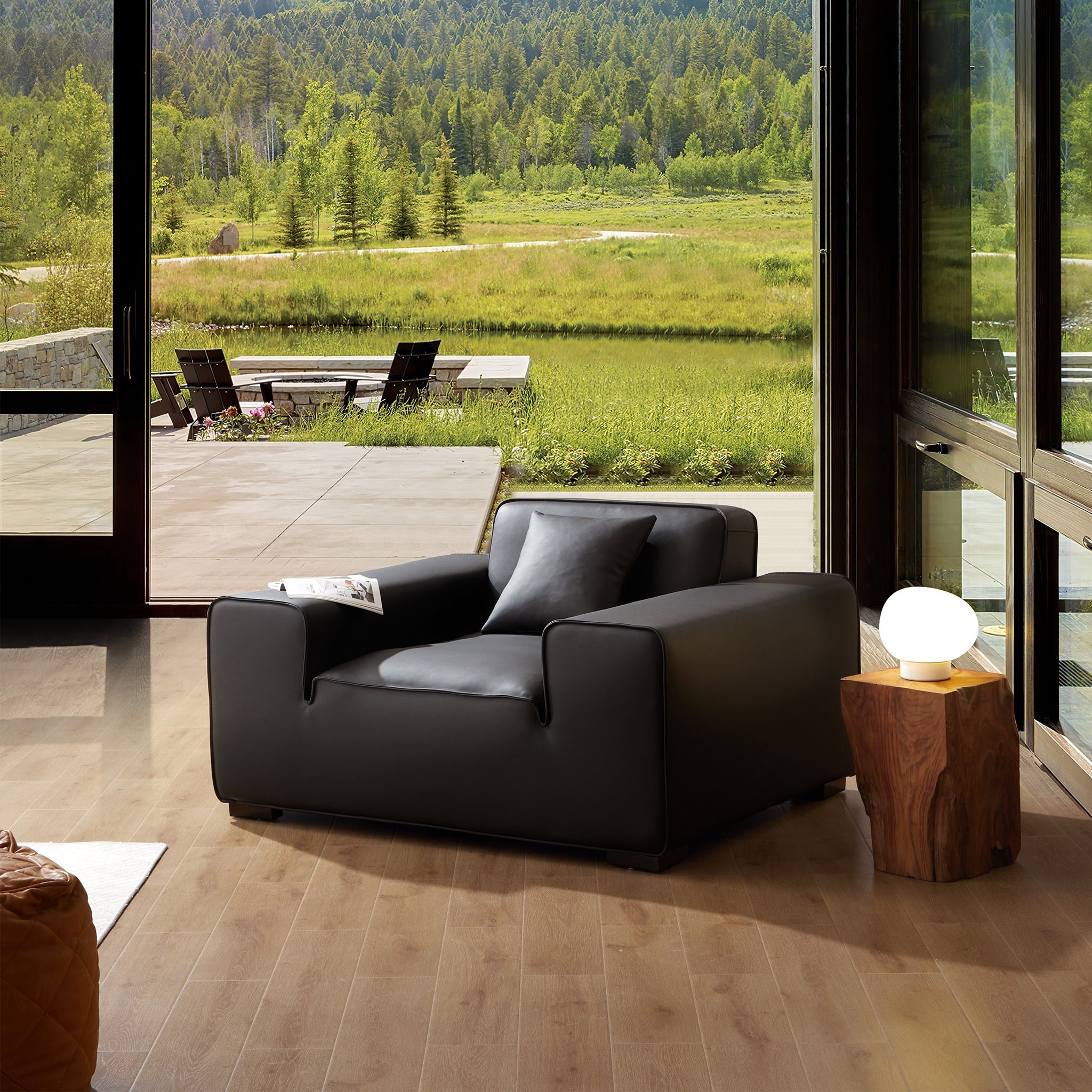 Domus Modular Black Leather Armchair