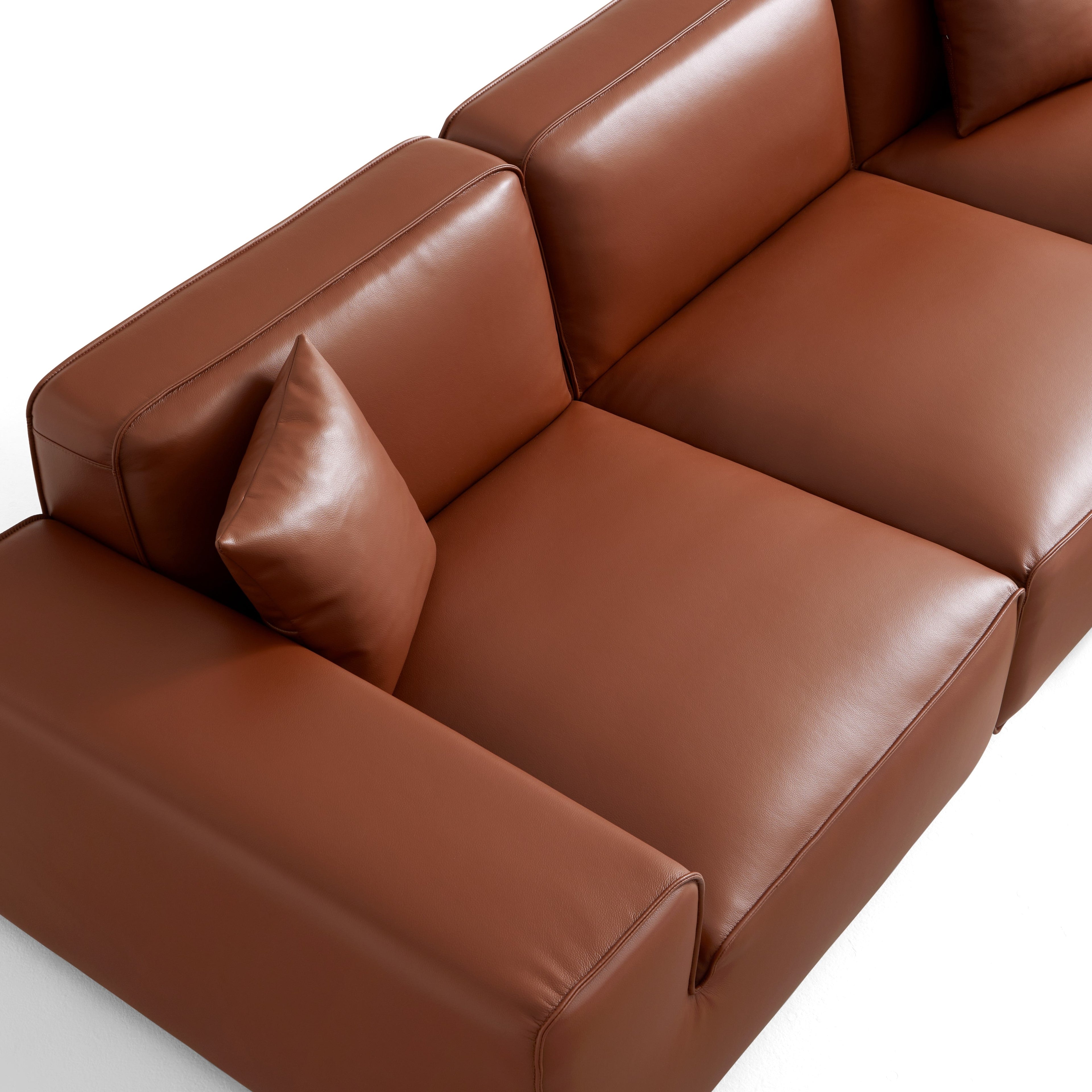 Domus Modular Black Leather L-Shaped Sectional