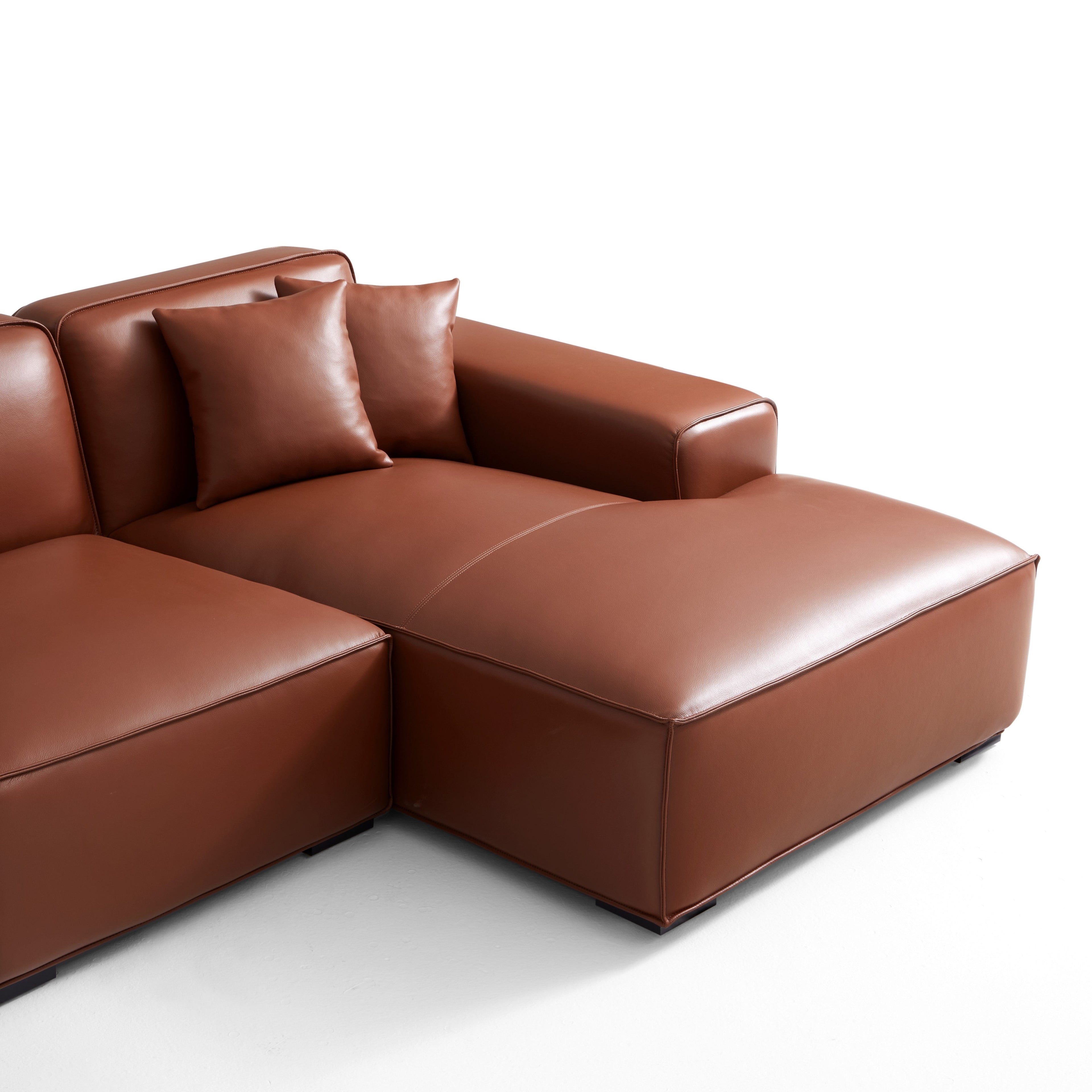 Domus Modular Brown Leather U-Shaped Sectional