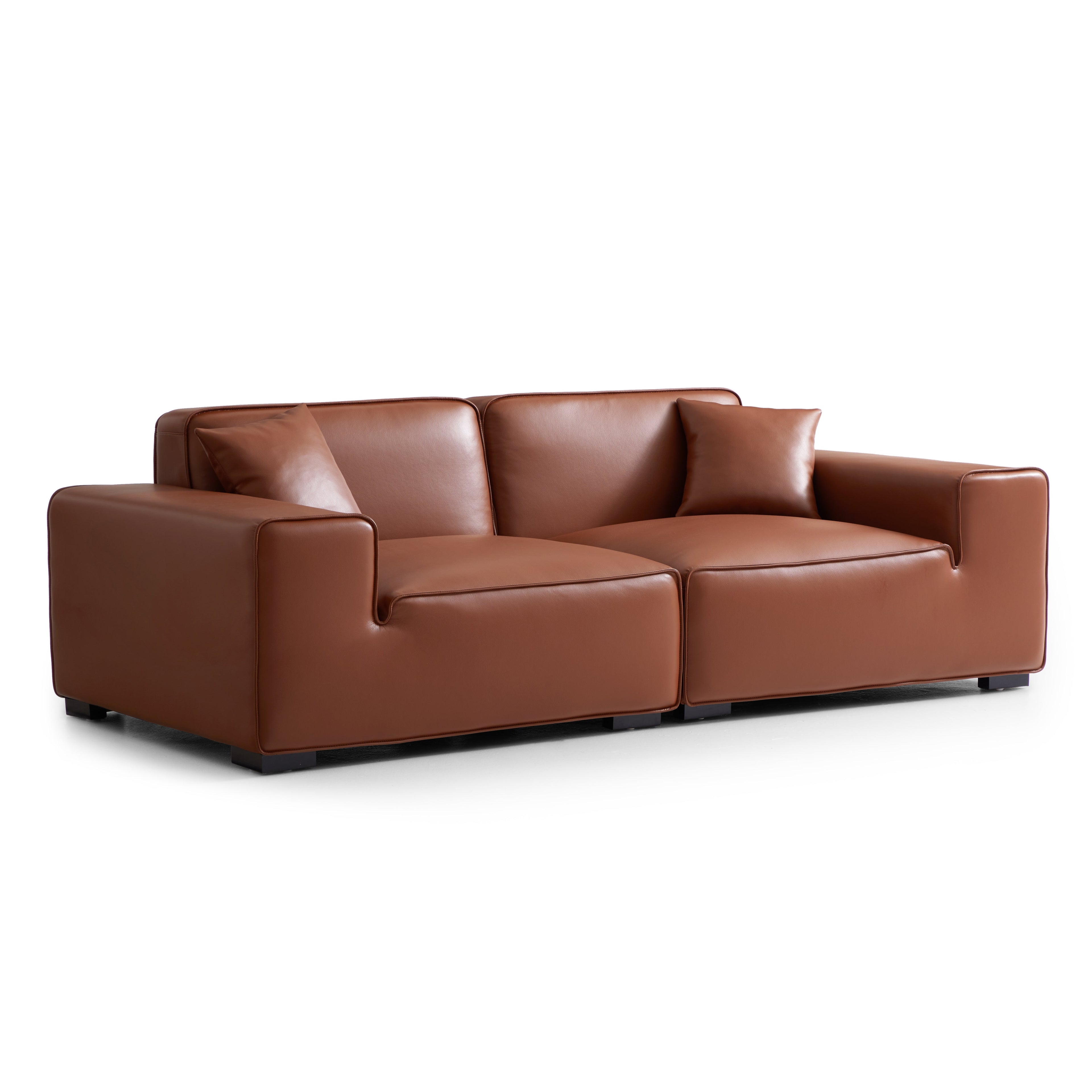 Domus Modular Brown Leather Sofa