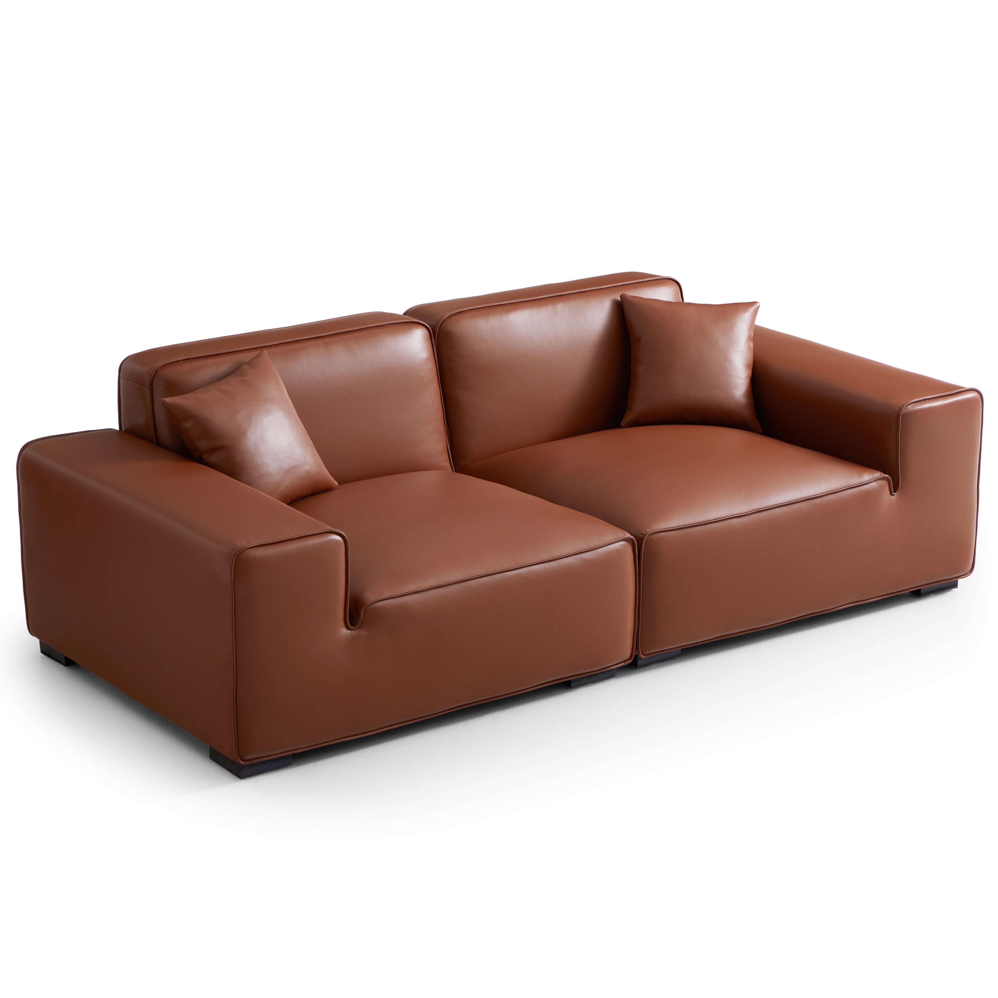 Domus Modular Brown Leather Sofa