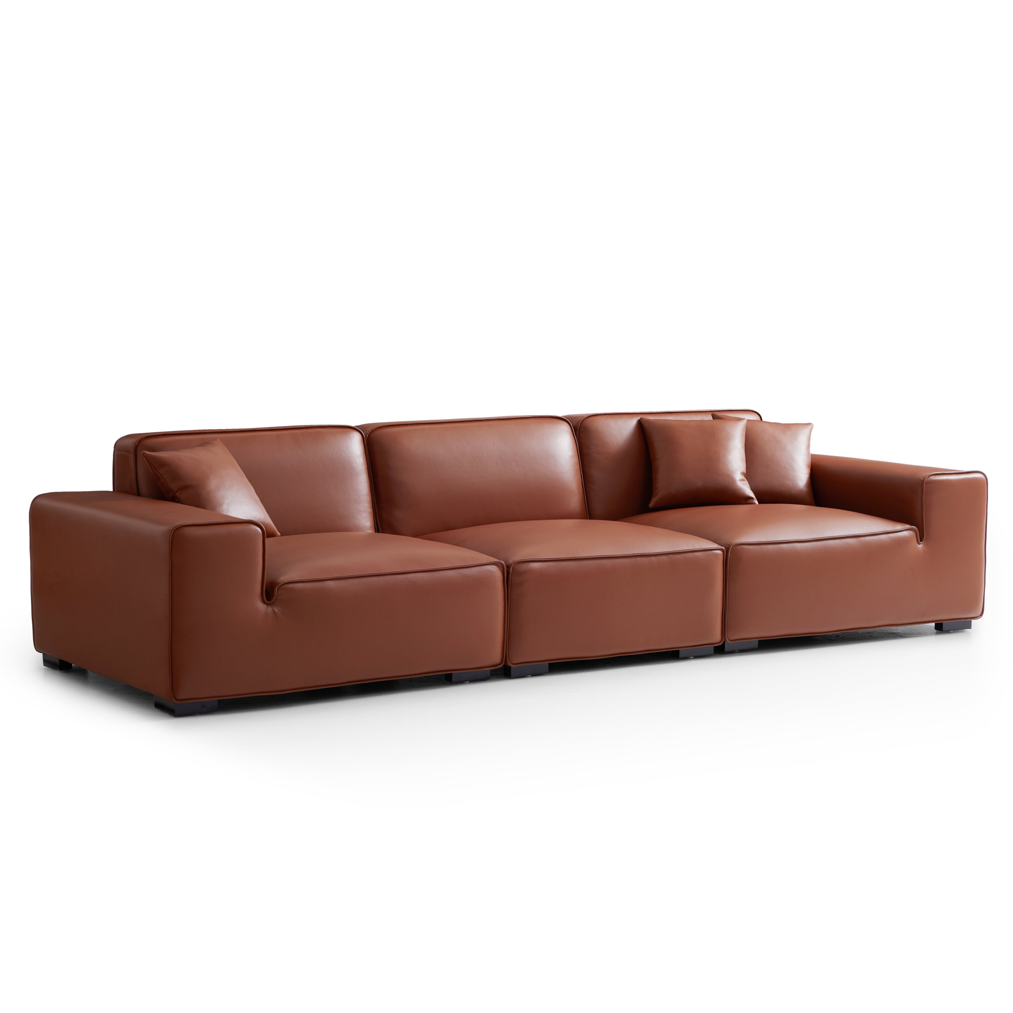 Domus Modular Brown Leather Sofa