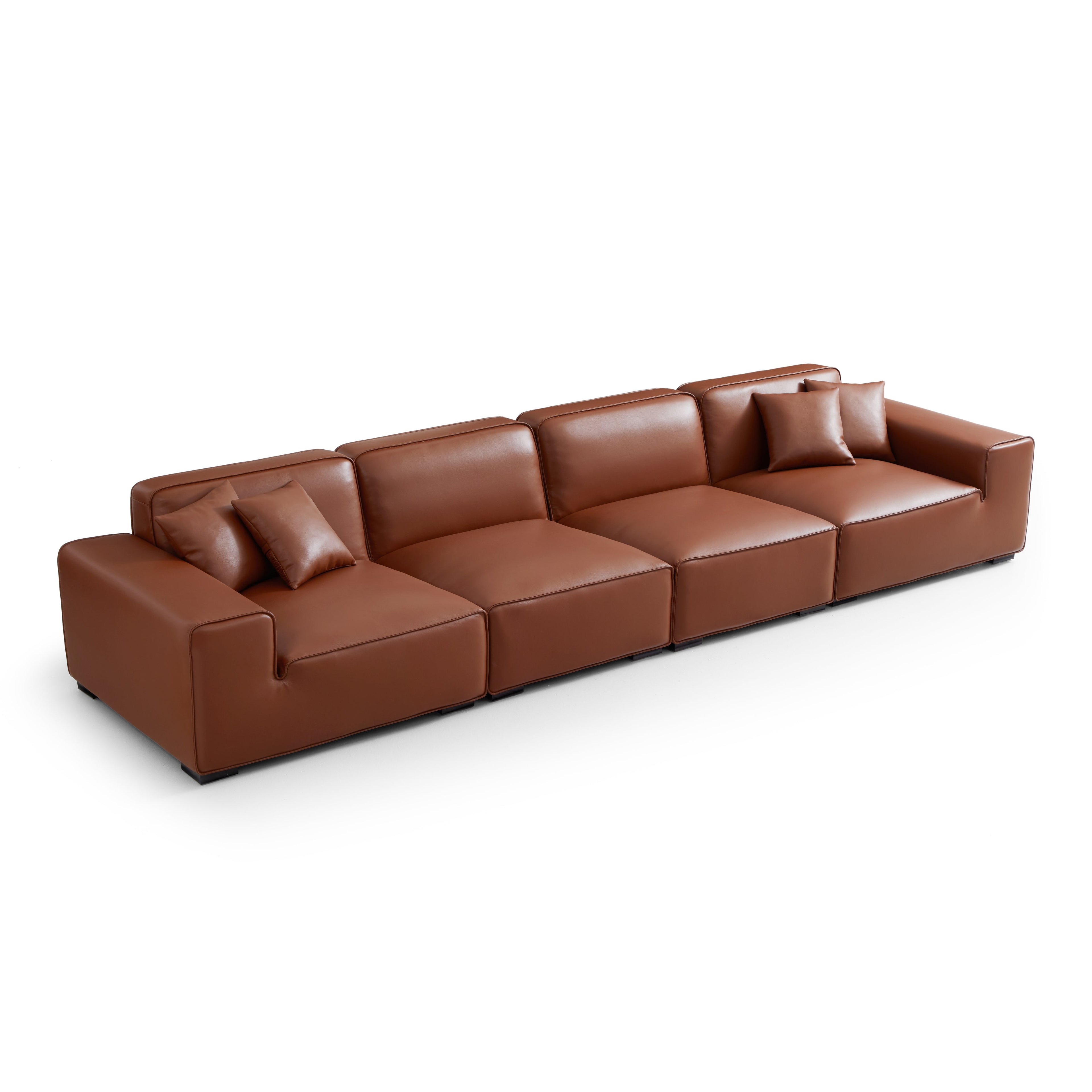 Domus Modular Brown Leather Sofa