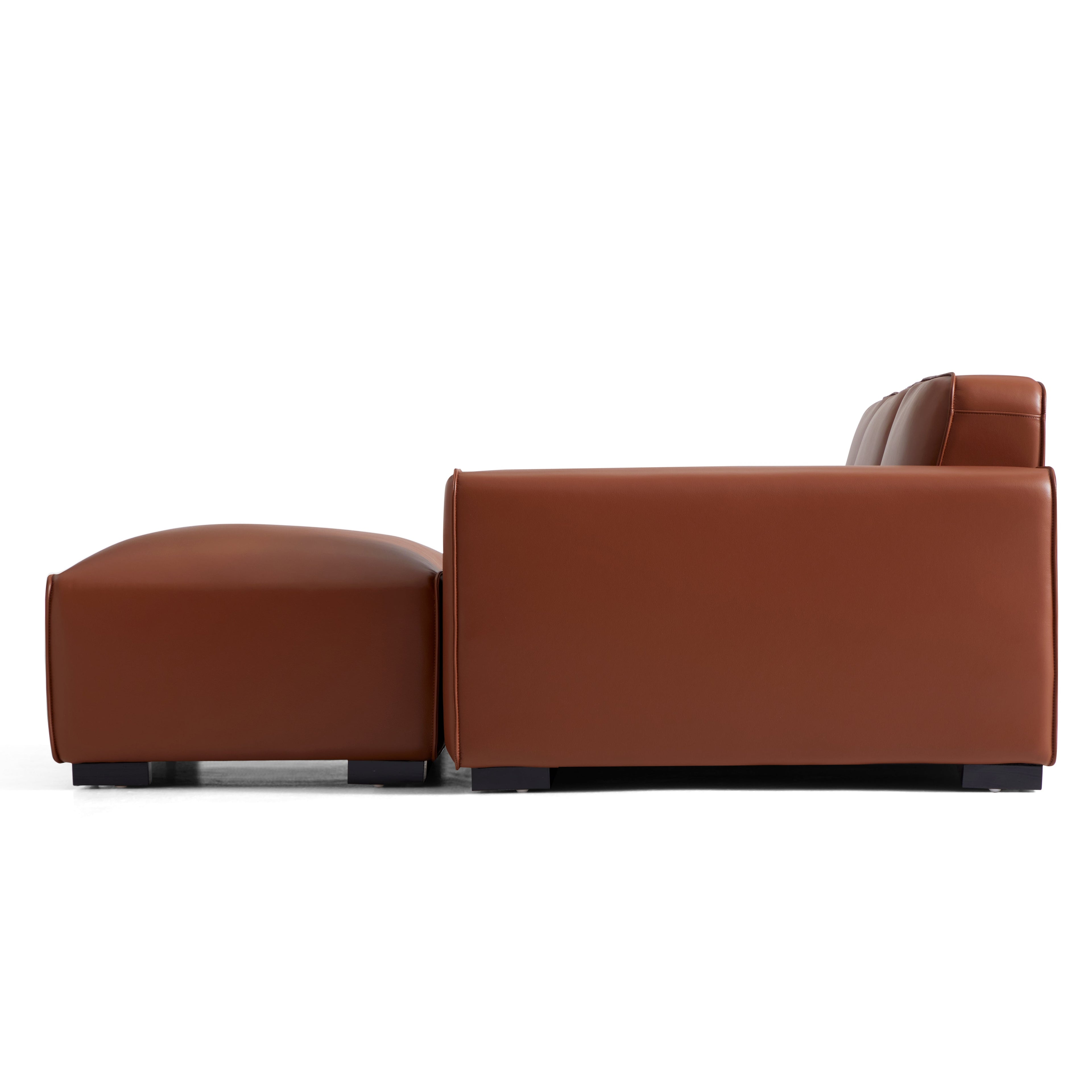 Domus Modular Brown Leather Sofa and Ottoman