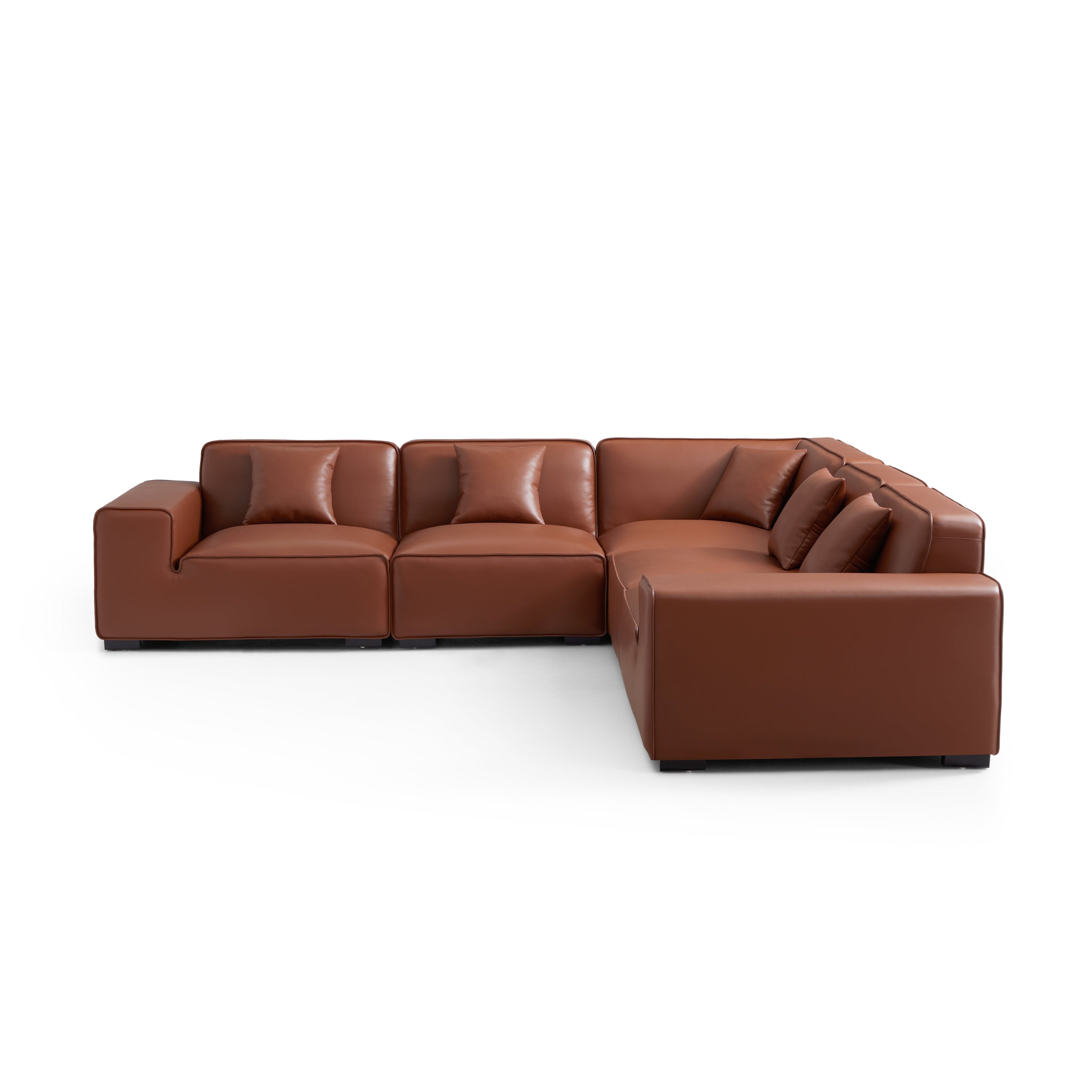 Domus Modular Brown Leather L-Shaped Sectional