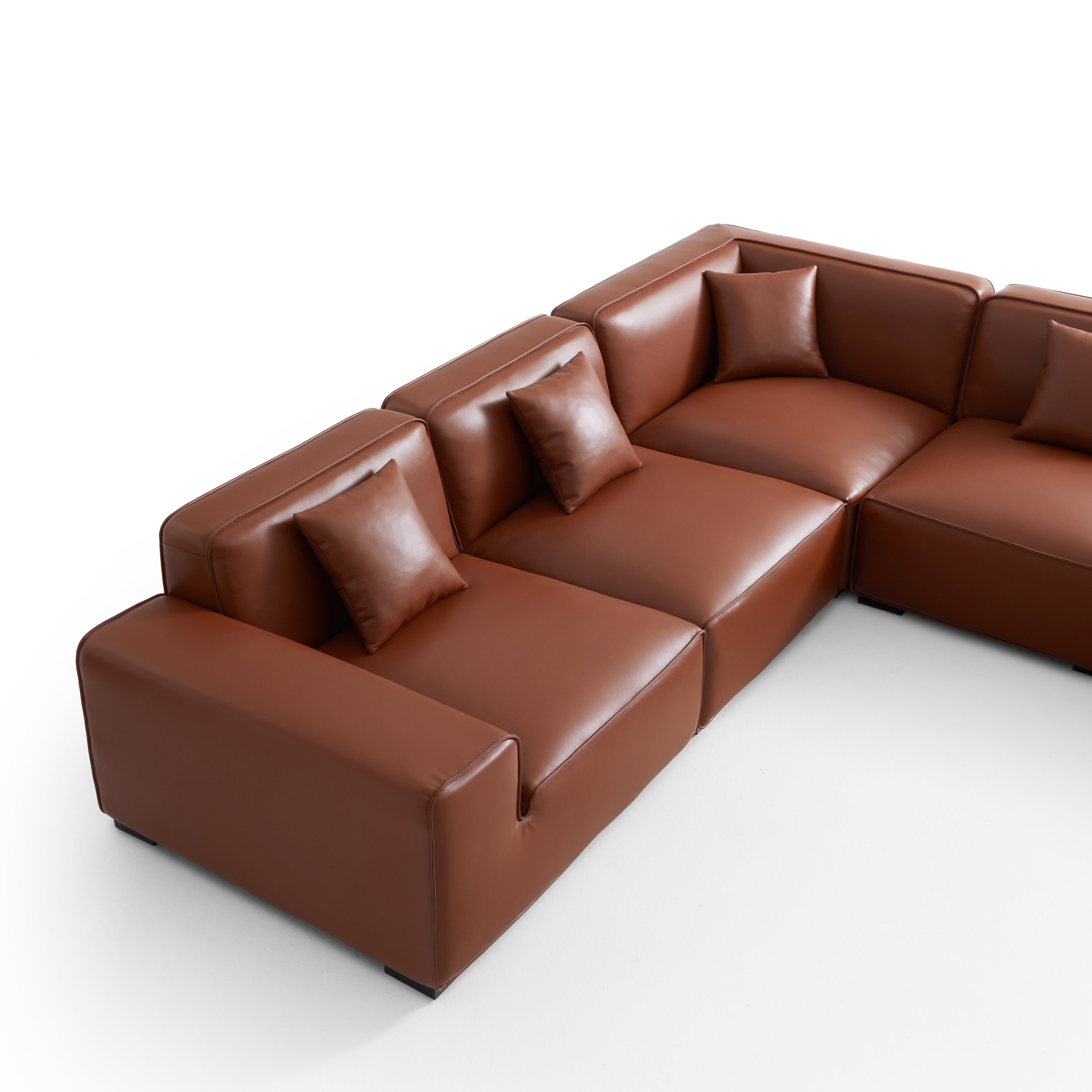 Domus Modular Black Leather L-Shaped Sectional