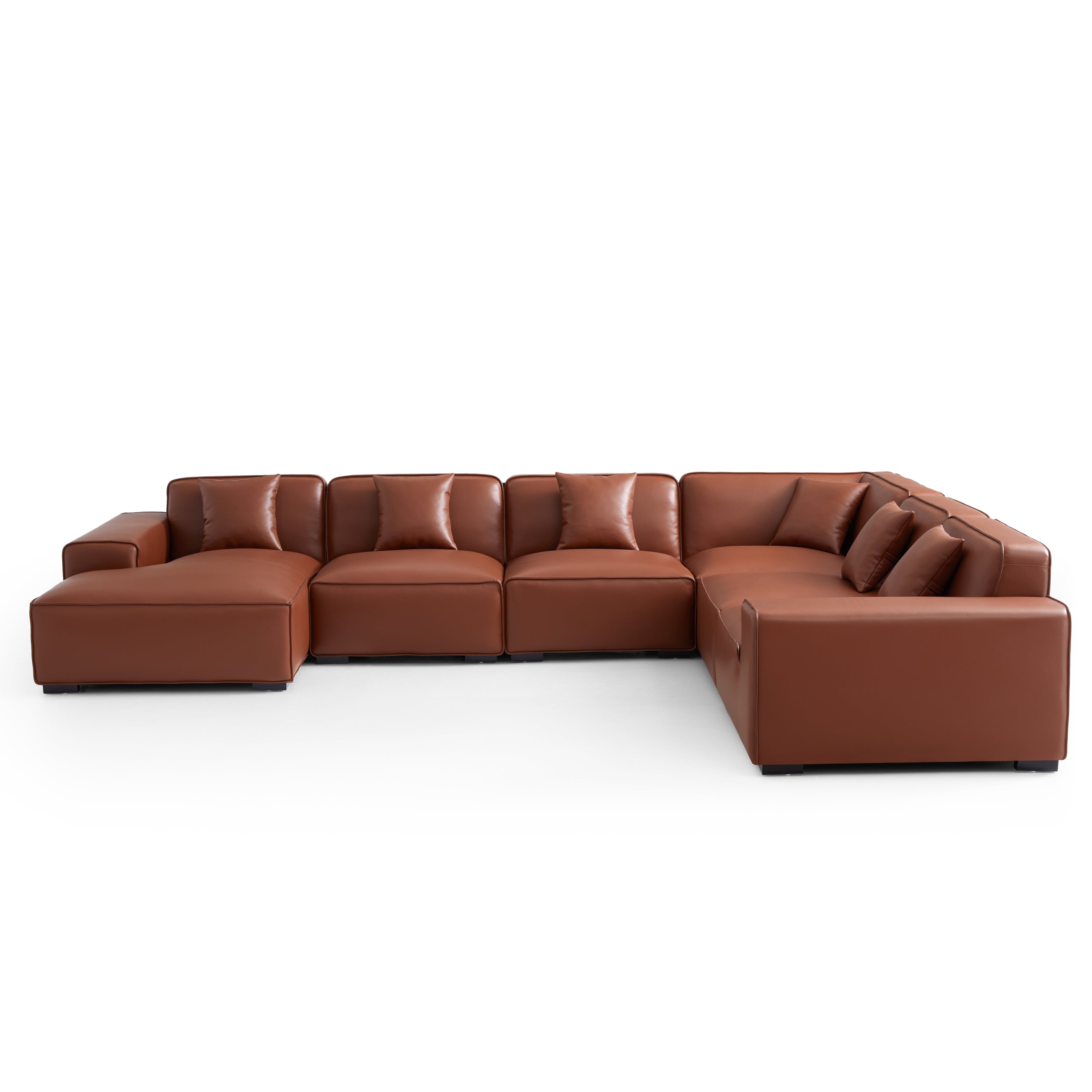 Domus Modular Brown Leather U-Shaped Sectional