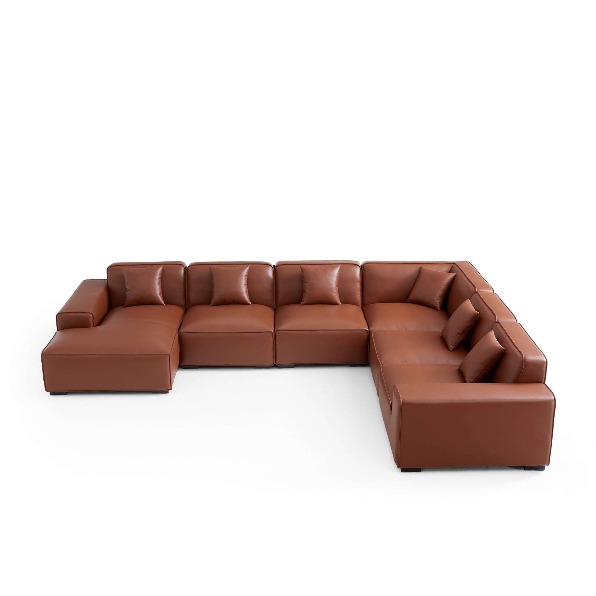 Domus Modular Brown Leather U-Shaped Sectional