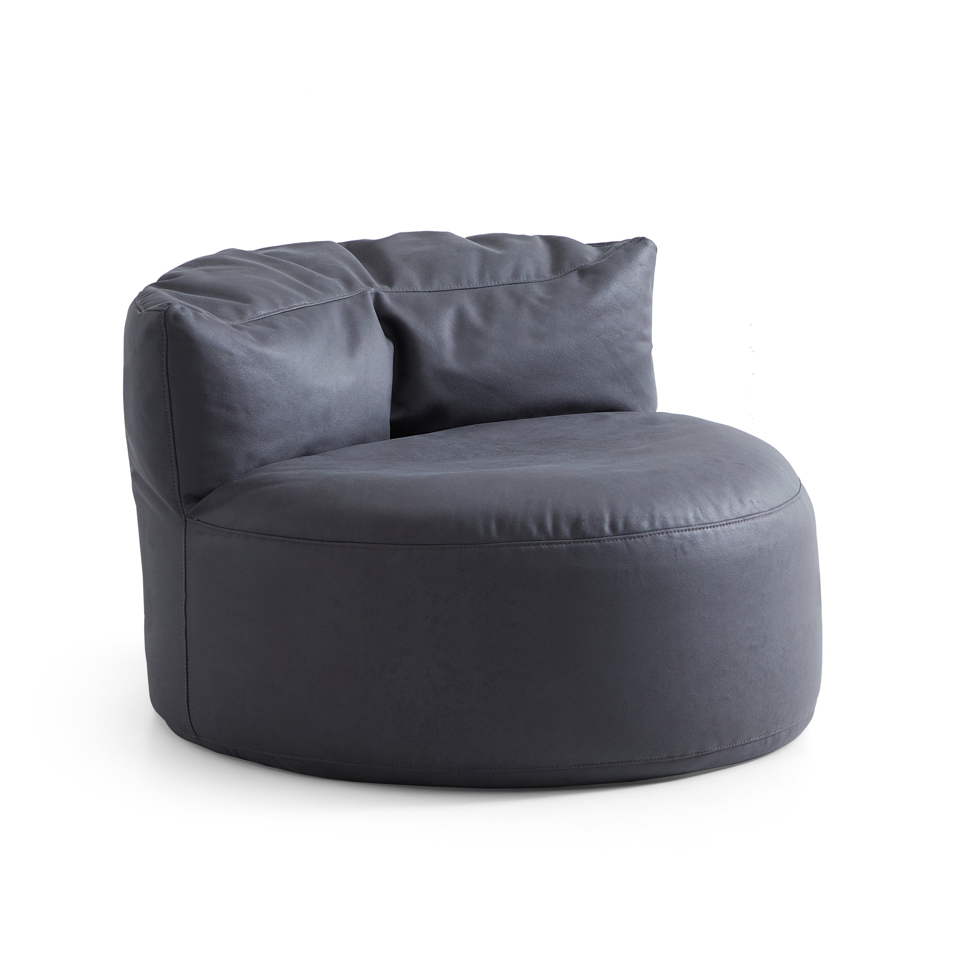 Eclipse lounge Leathaire Dark Gray Beanbag With Ottoman