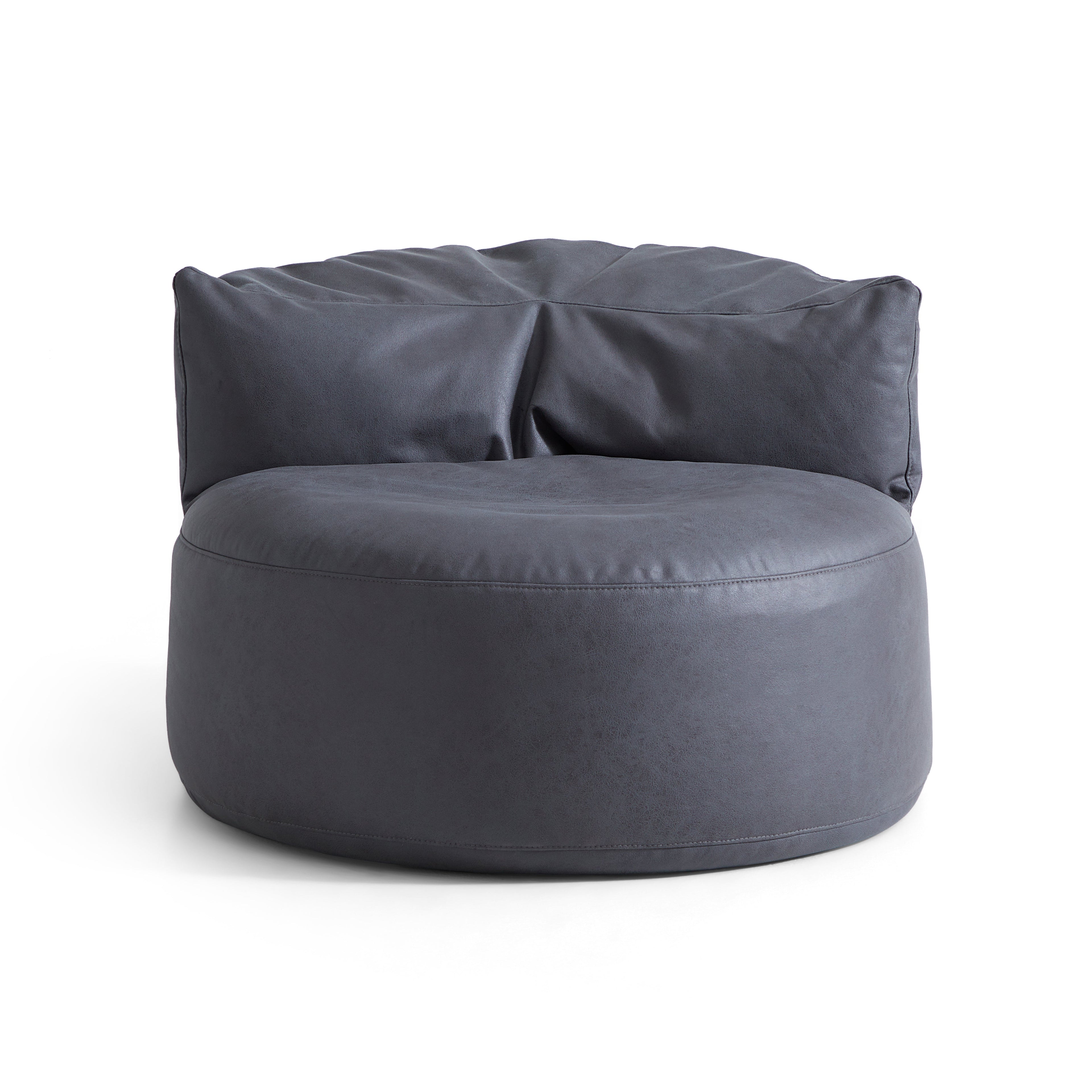 Eclipse lounge Leathaire Dark Gray Beanbag With Ottoman
