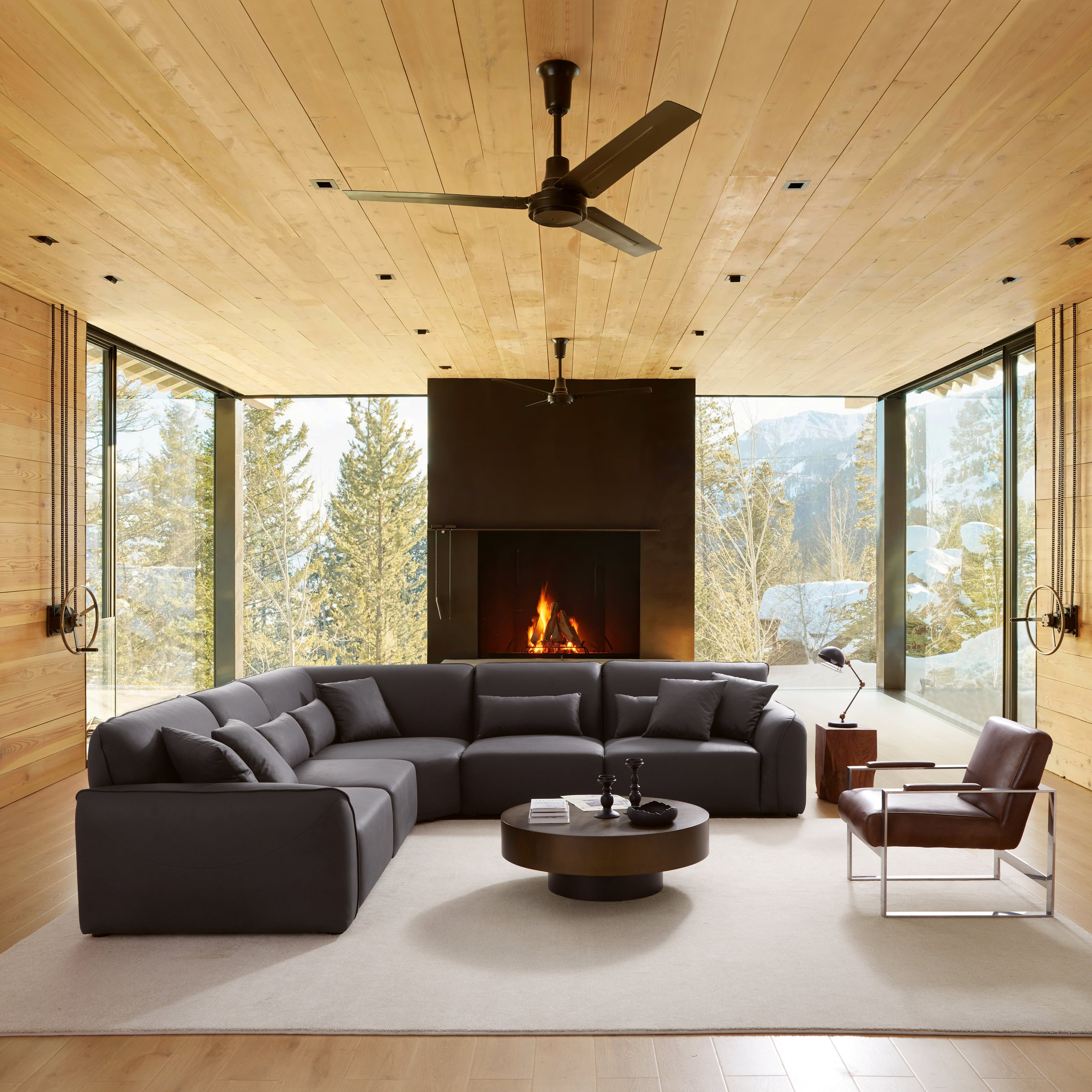 Canapé d'angle noir minimaliste Milano Moda