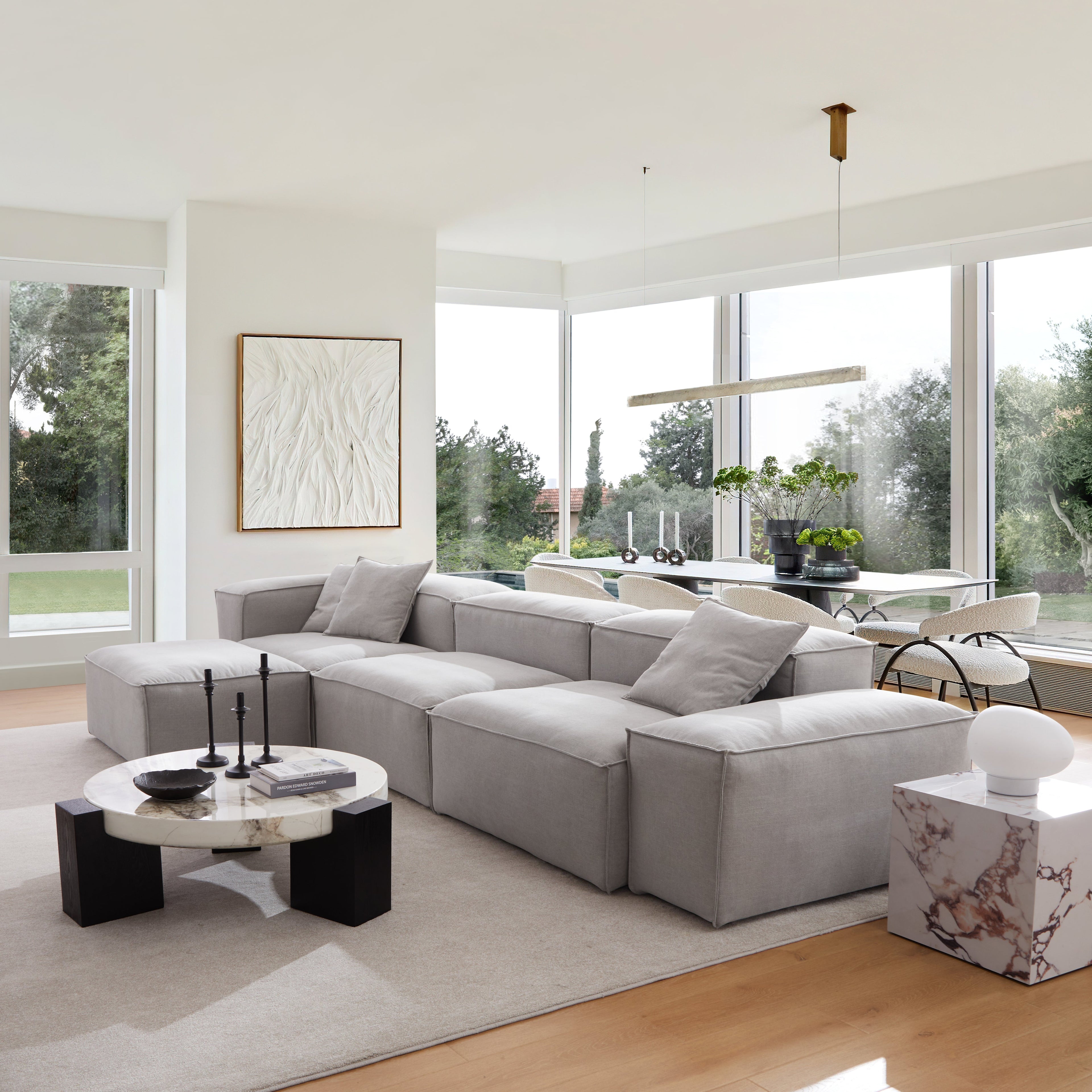 Canapé modulaire Freedom gris neuf avec pouf