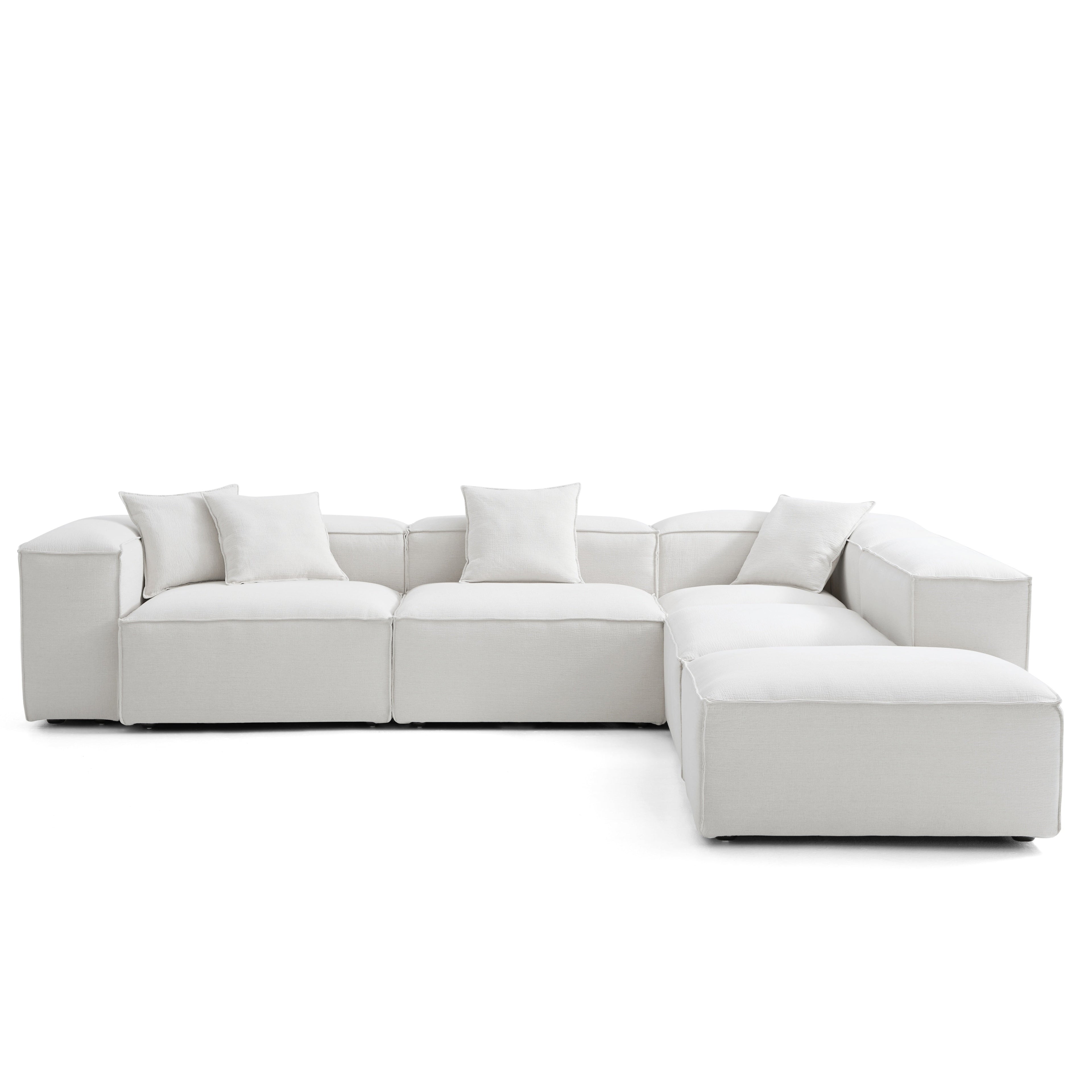 Canapé modulable blanc en L et pouf Freedom