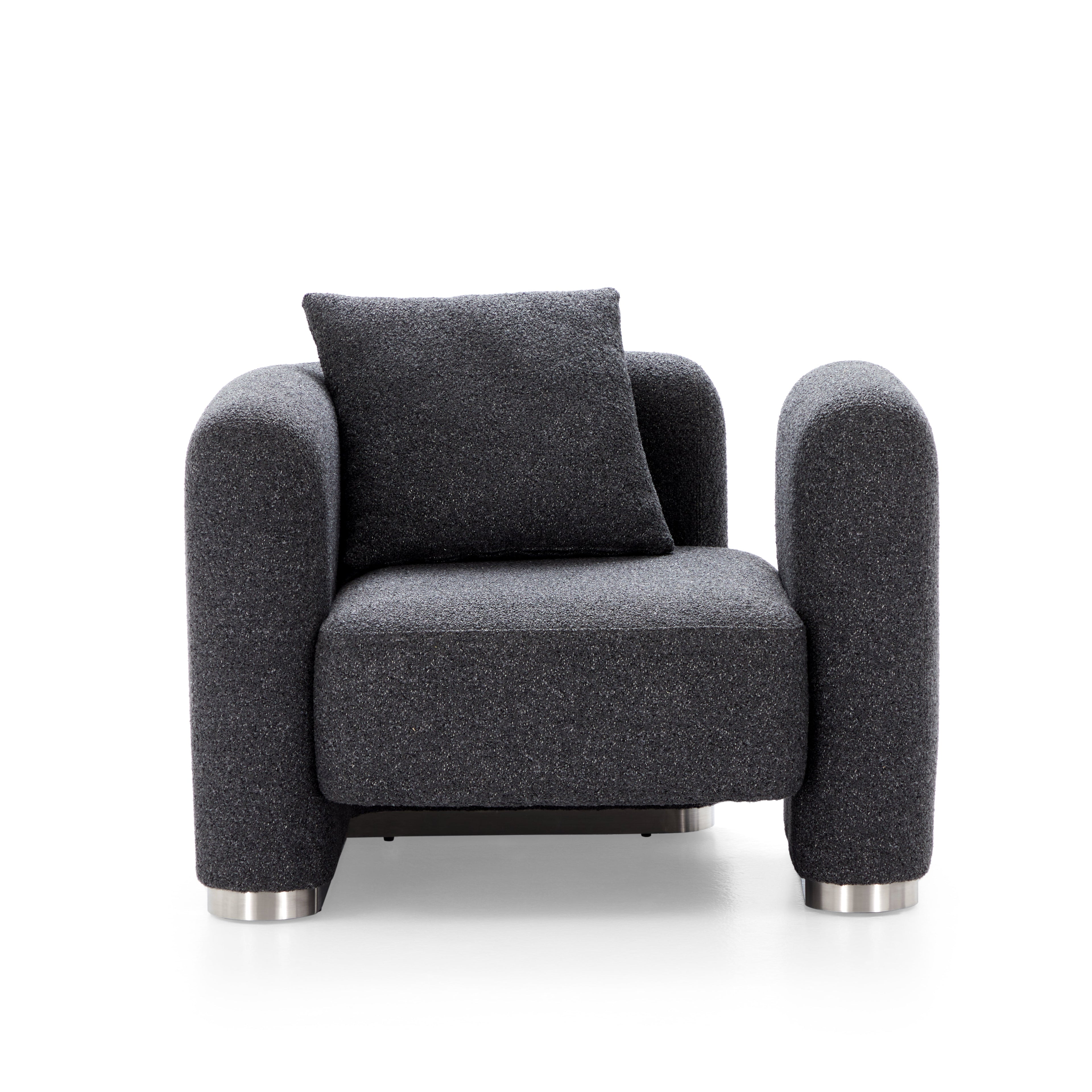 Obsidian Dark Gray Polyester Fabric Accent Chair