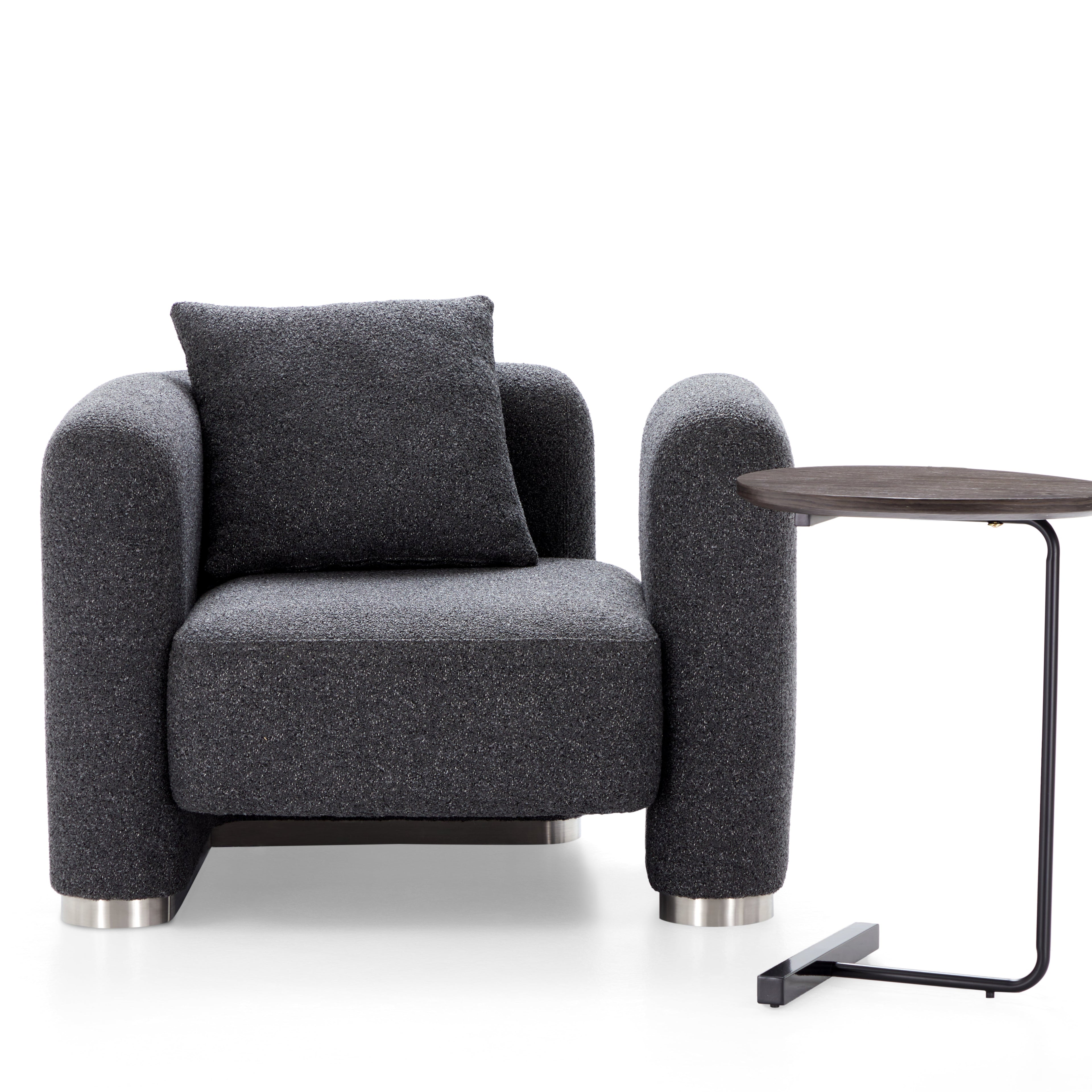 Obsidian Dark Gray Polyester Fabric Accent Chair