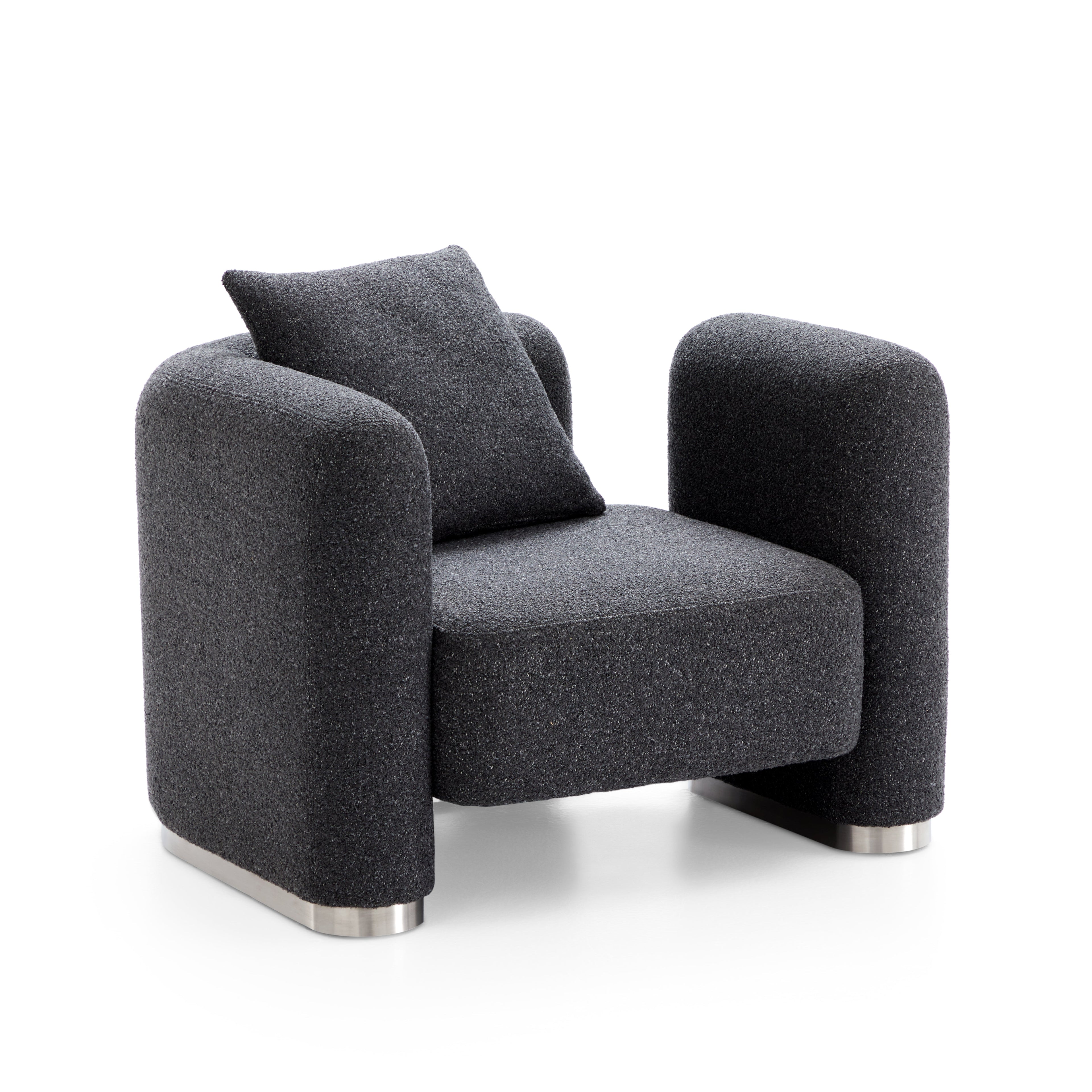 Obsidian Dark Gray Polyester Fabric Accent Chair