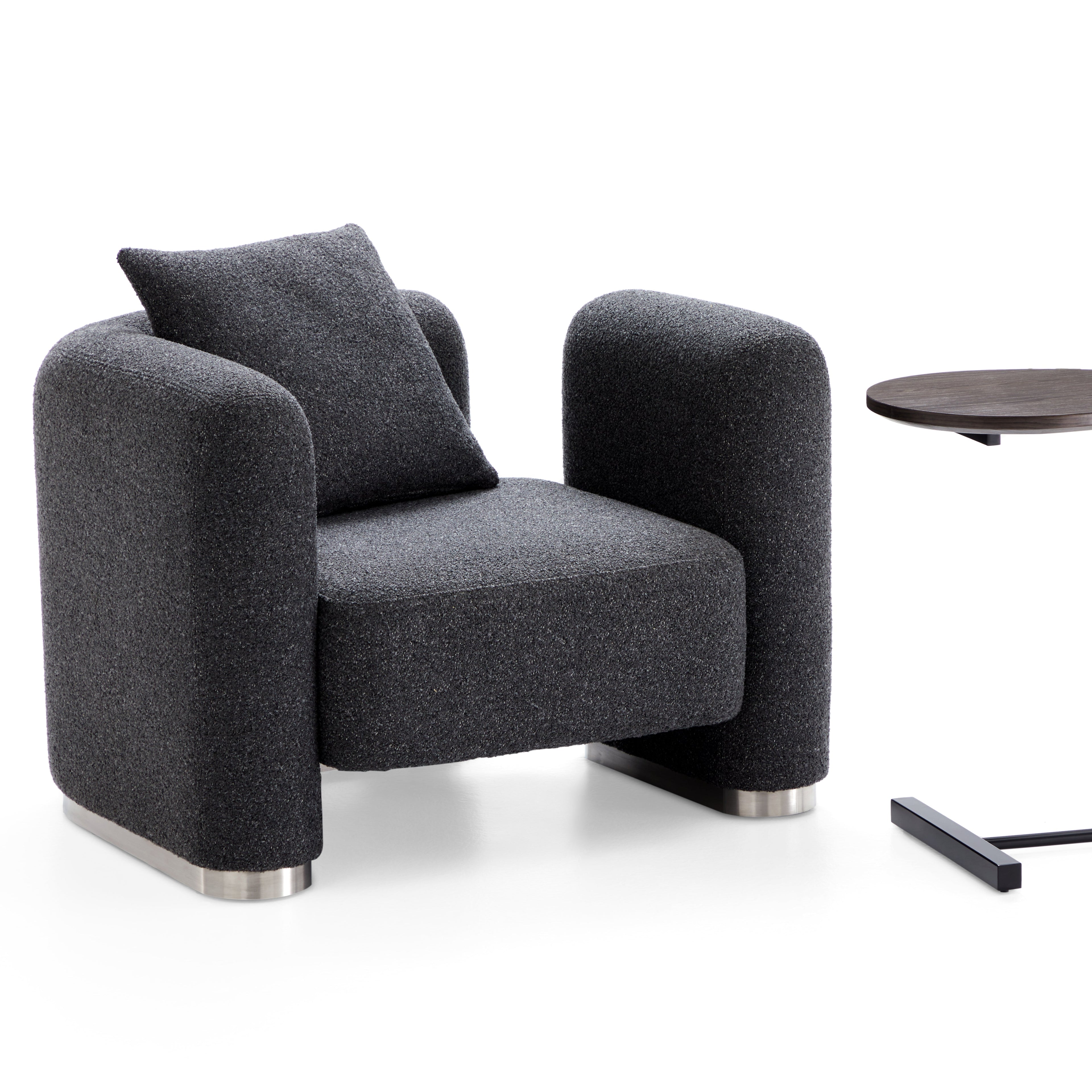 Obsidian Dark Gray Polyester Fabric Accent Chair